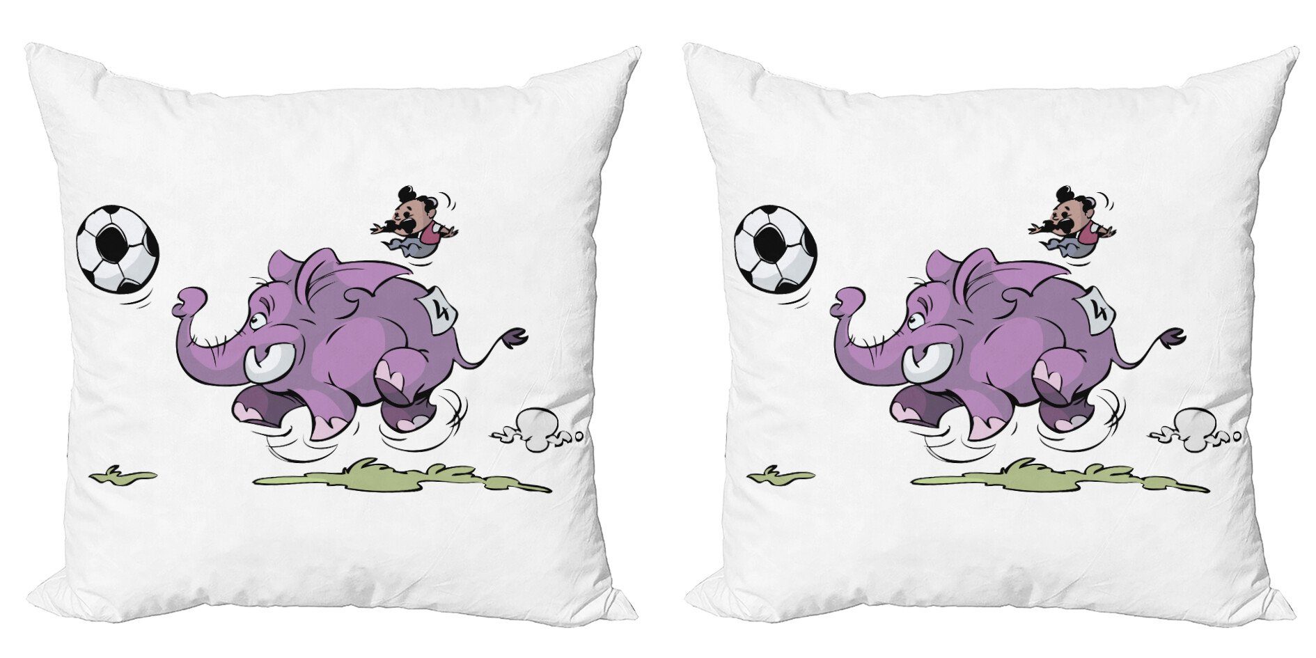 Kissenbezüge Modern Accent Doppelseitiger Digitaldruck, Abakuhaus (2 Stück), Tier Elefant das Fußball spielt