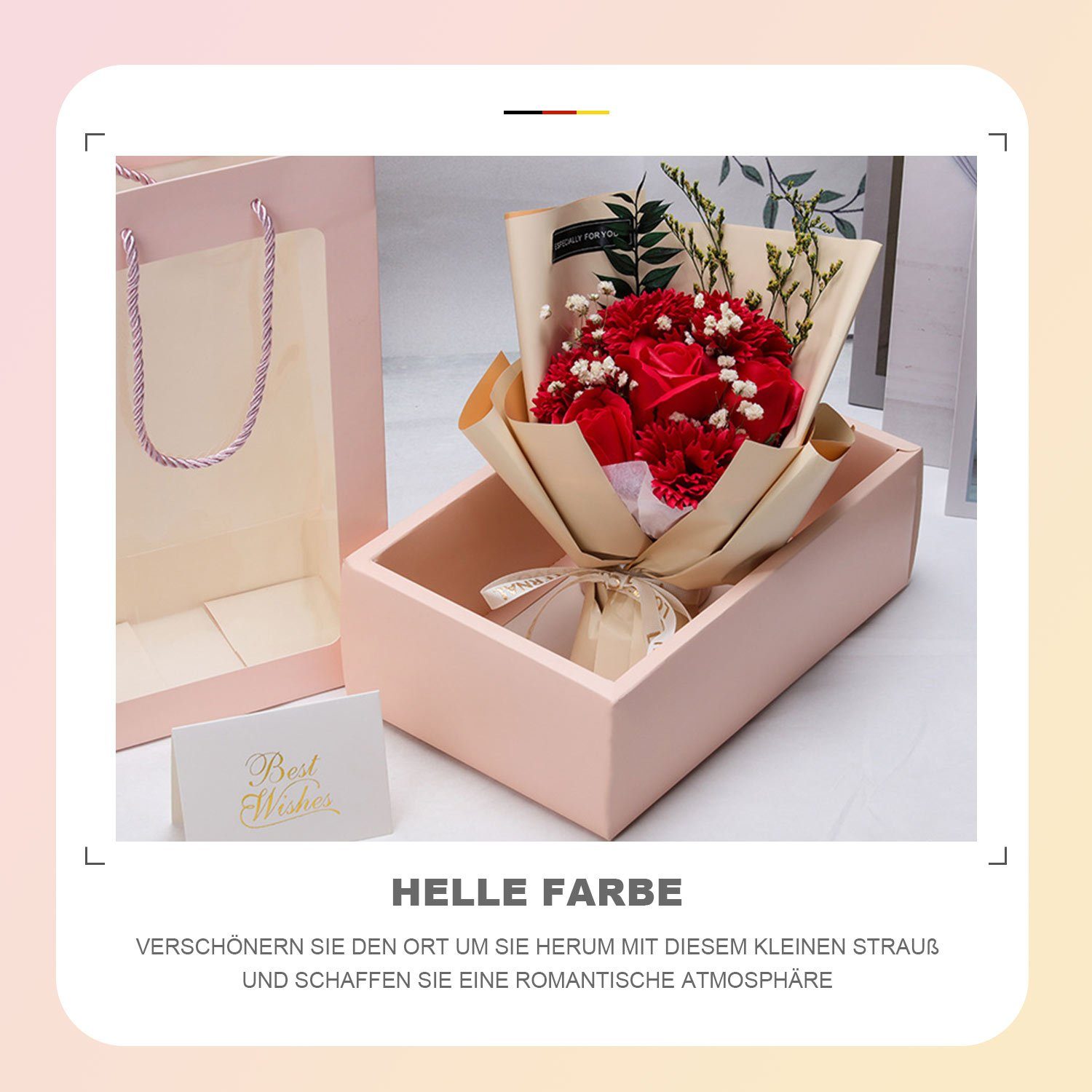 Künstliche Handgefertigt Rot MAGICSHE, Künstlicher Rosenstrauß, für Muttertag/Jahrestag Frau Rose Geschenkbox mit Kunstblume Freundin/
