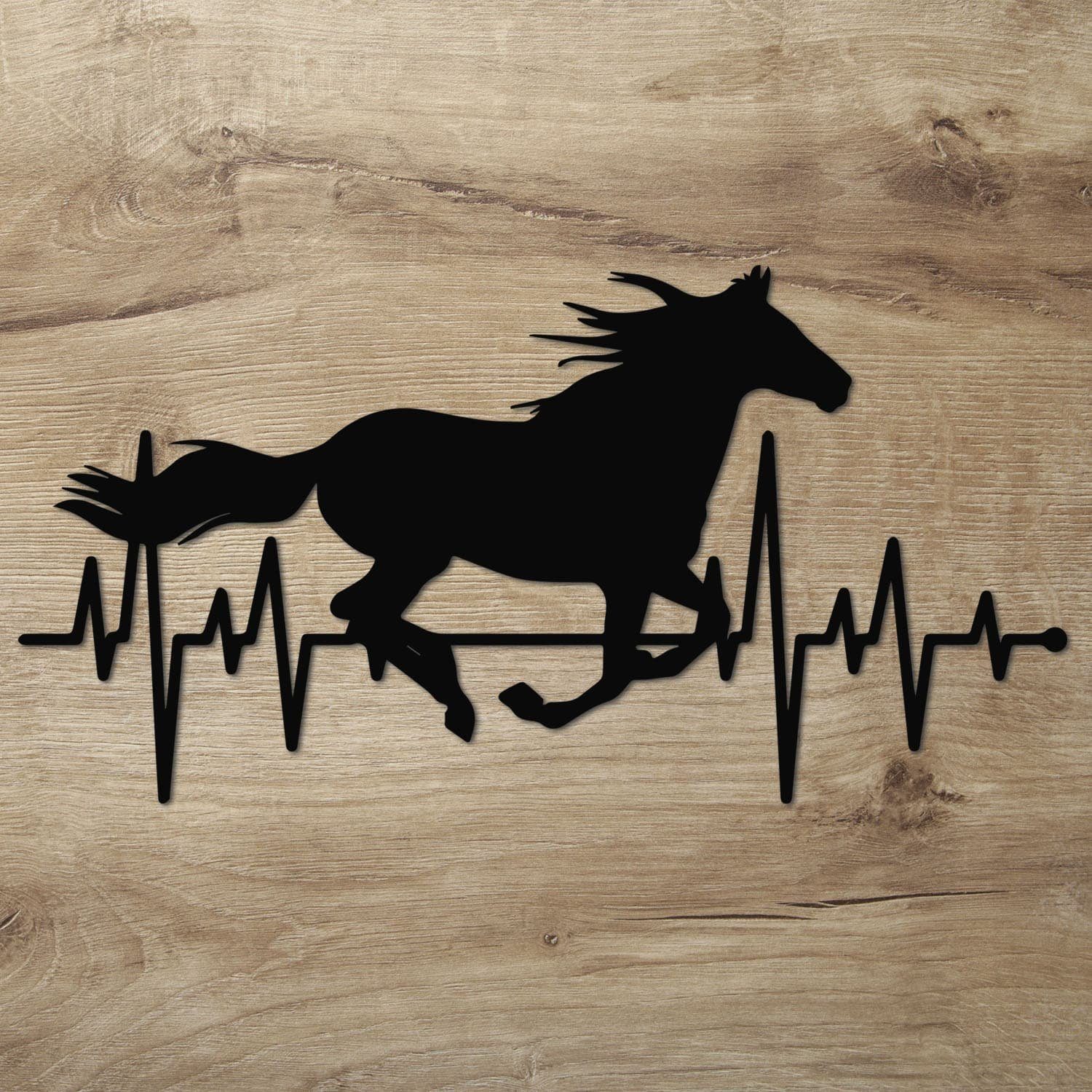 Namofactur 3D-Wandtattoo XXL Holz Wandtattoo Pferd EKG Wand Deko Kinder Pferdeliebhaber