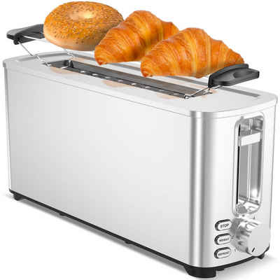 TurboTronic by Z-Line Toaster 2 Scheiben Langschlitztoaster, XXL Brotschlitz Edelstahl Brötchenaufsatz