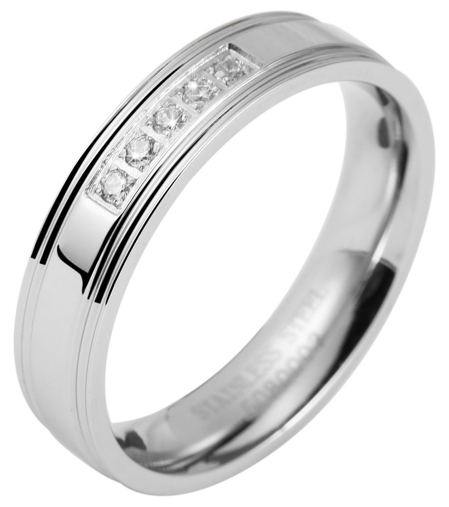 AKZENT Partnerring Shining Aura, silberfarbig, langlebig, Damen Ring
