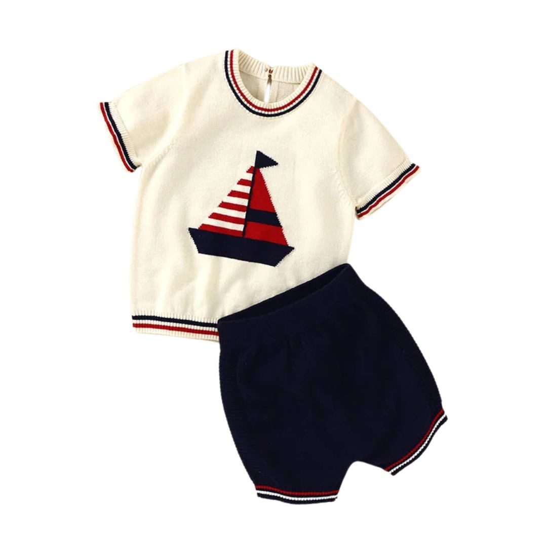 Shirt & Hose Süßes Baby/Kleinkind Sommeroutfit Strickset 'Sailor'