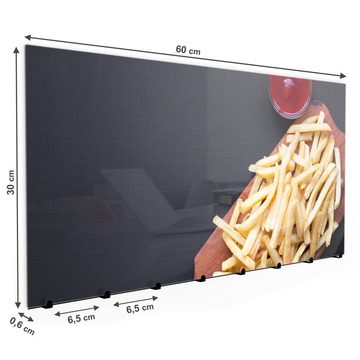 Primedeco Garderobenpaneel Magnetwand und Memoboard aus Glas Pommes und Ketchup