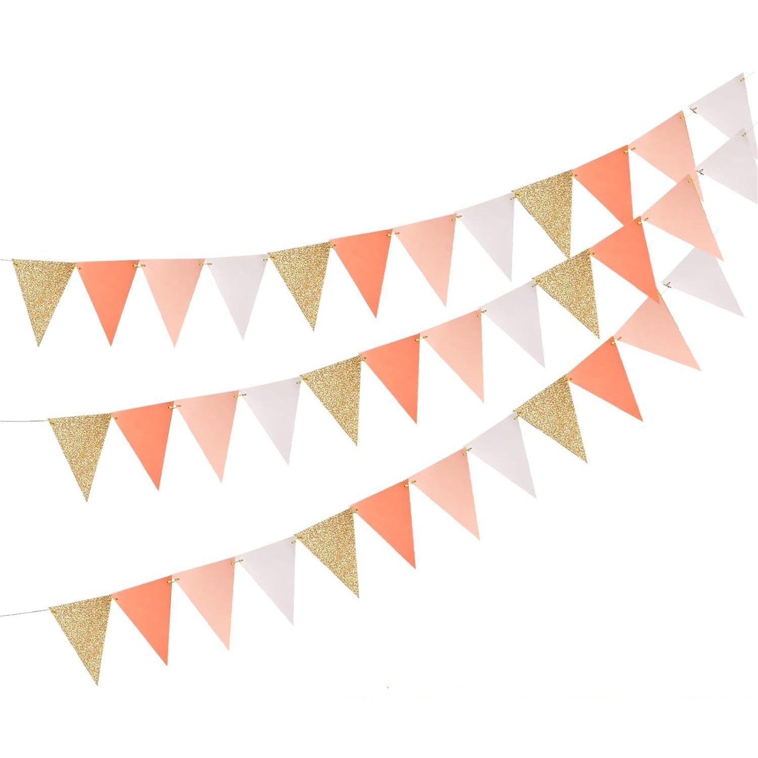 Refttenw Wimpelkette 3 Stück Wimpelkette Girlande Geburtstag 13 x 17.78 cm, mit 5 Meter Schnur, für Geburtstag Jubiläum Hochzeit Party
