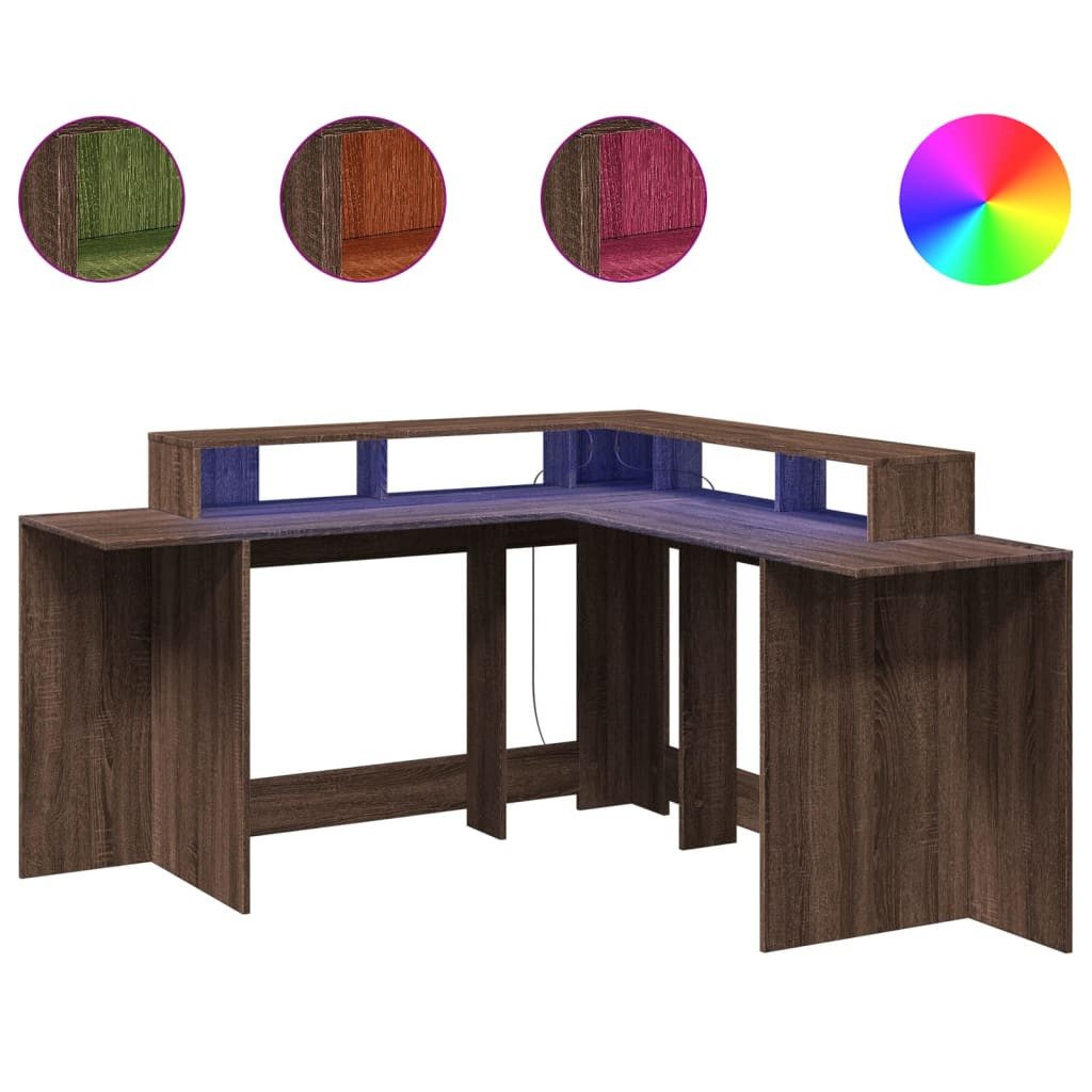 vidaXL Schreibtisch LED-Schreibtisch Braun Eichen-Optik 152x152x91 günstig online kaufen
