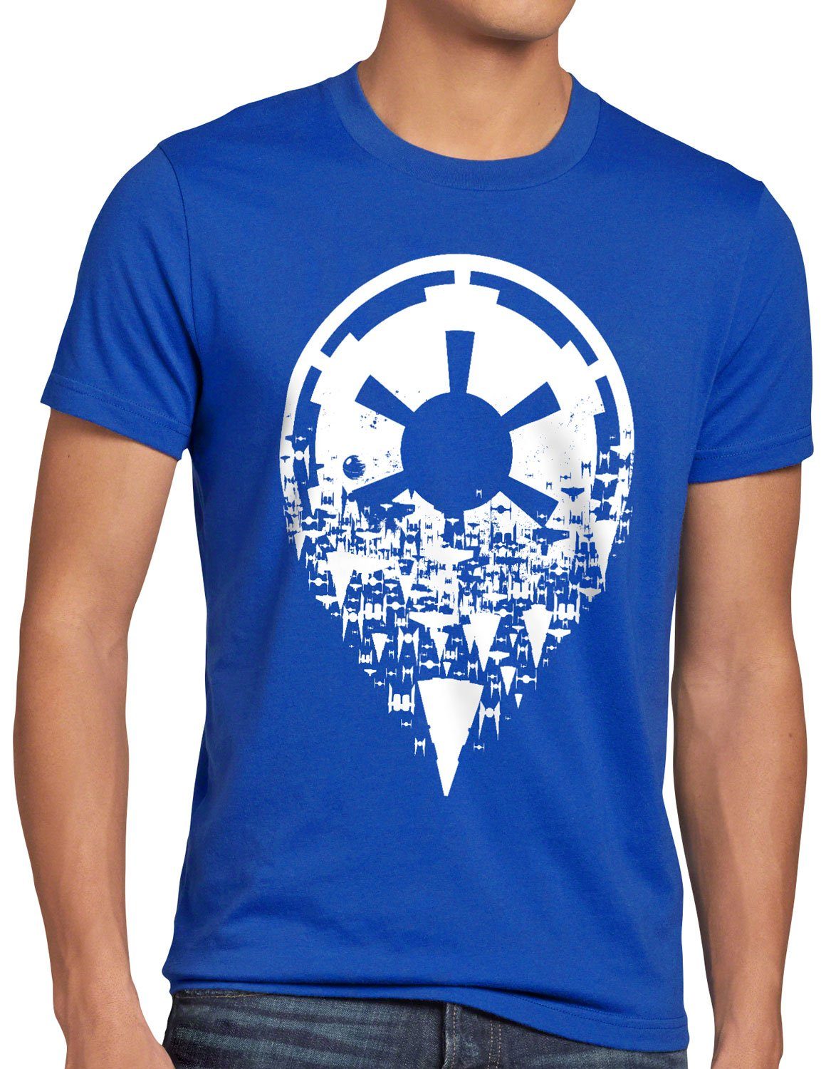 style3 Print-Shirt Herren T-Shirt Imperium Übermacht sturmtruppen todesstern blau