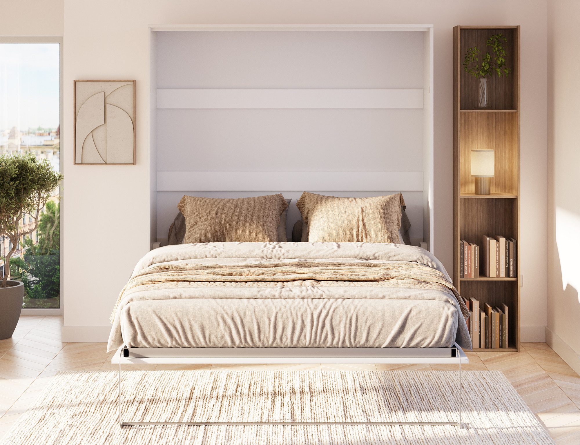 Möbel für Dich Schrankbett Vivario 160x200 cm Klappbett Wandbett vertikal in drei Farben verfügbar: Weiß, Artisan-Eiche und Kaschmir