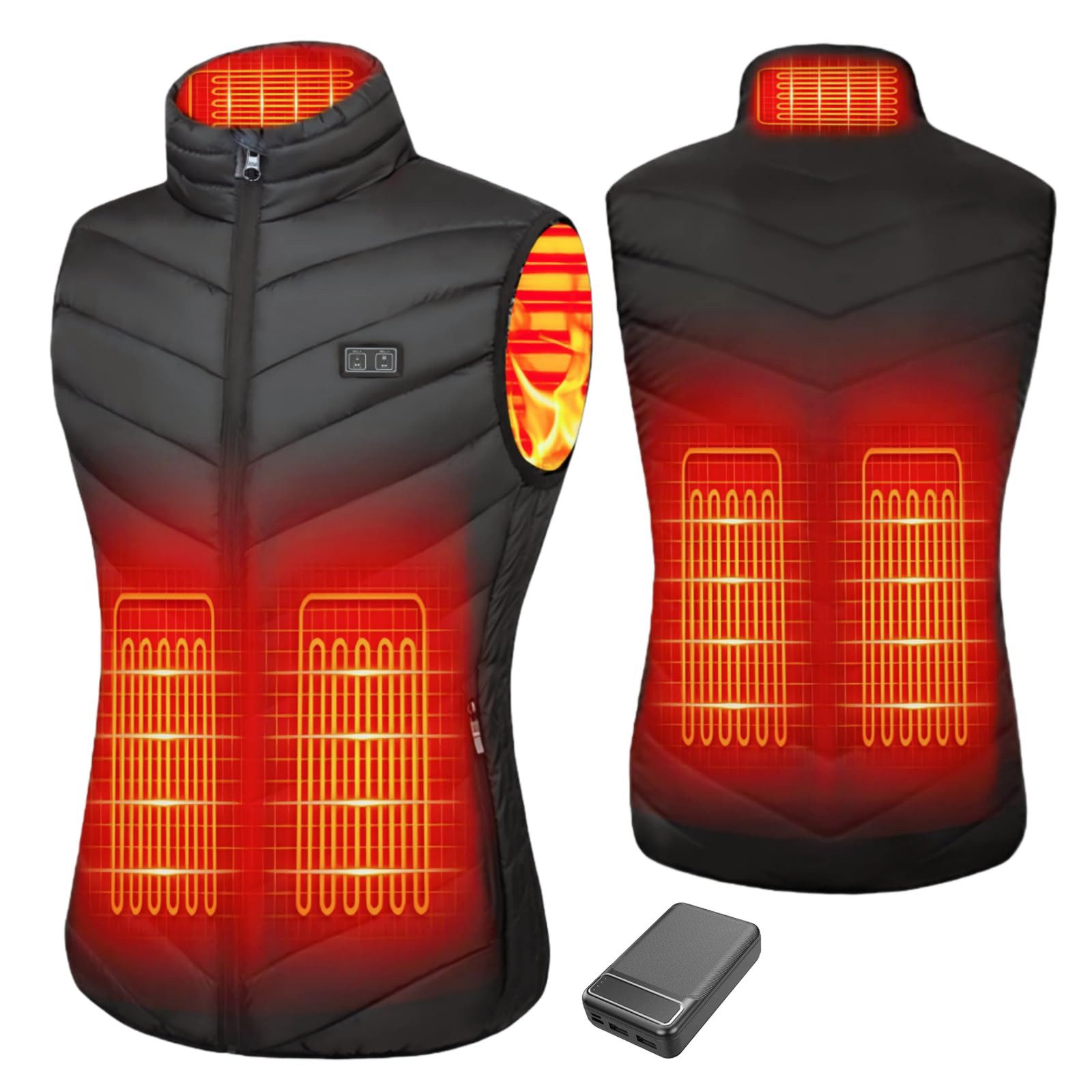 Roenllce Funktionsweste Beheizbare Weste Damen Winterweste mit 10000 mAh Akku 3 Temperaturstufen, 5 Heizzonen für Outdoor Camping Motorrad