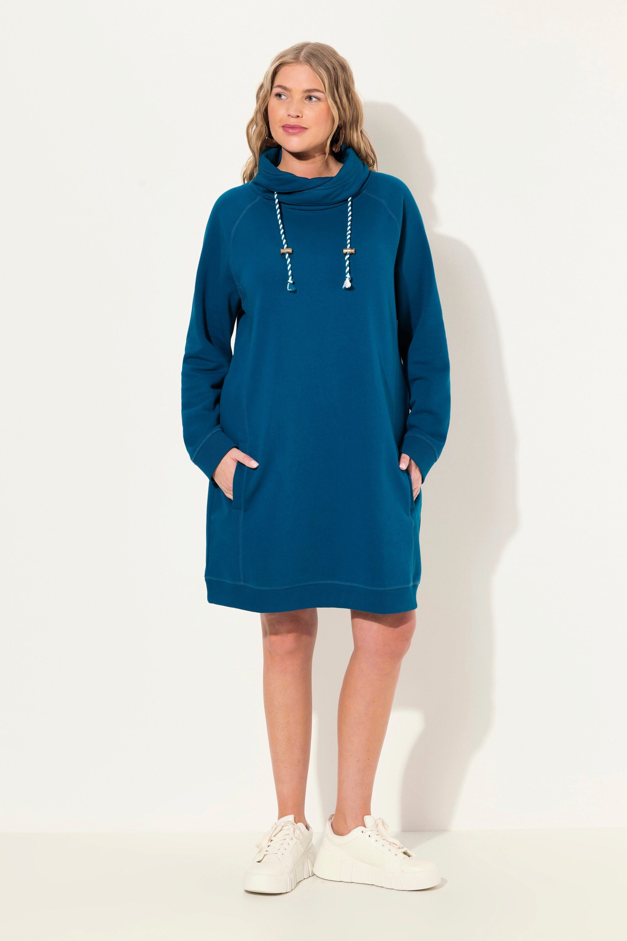 Ulla Popken Jerseykleid Sweatkleid Stehkragen Langarm günstig online kaufen