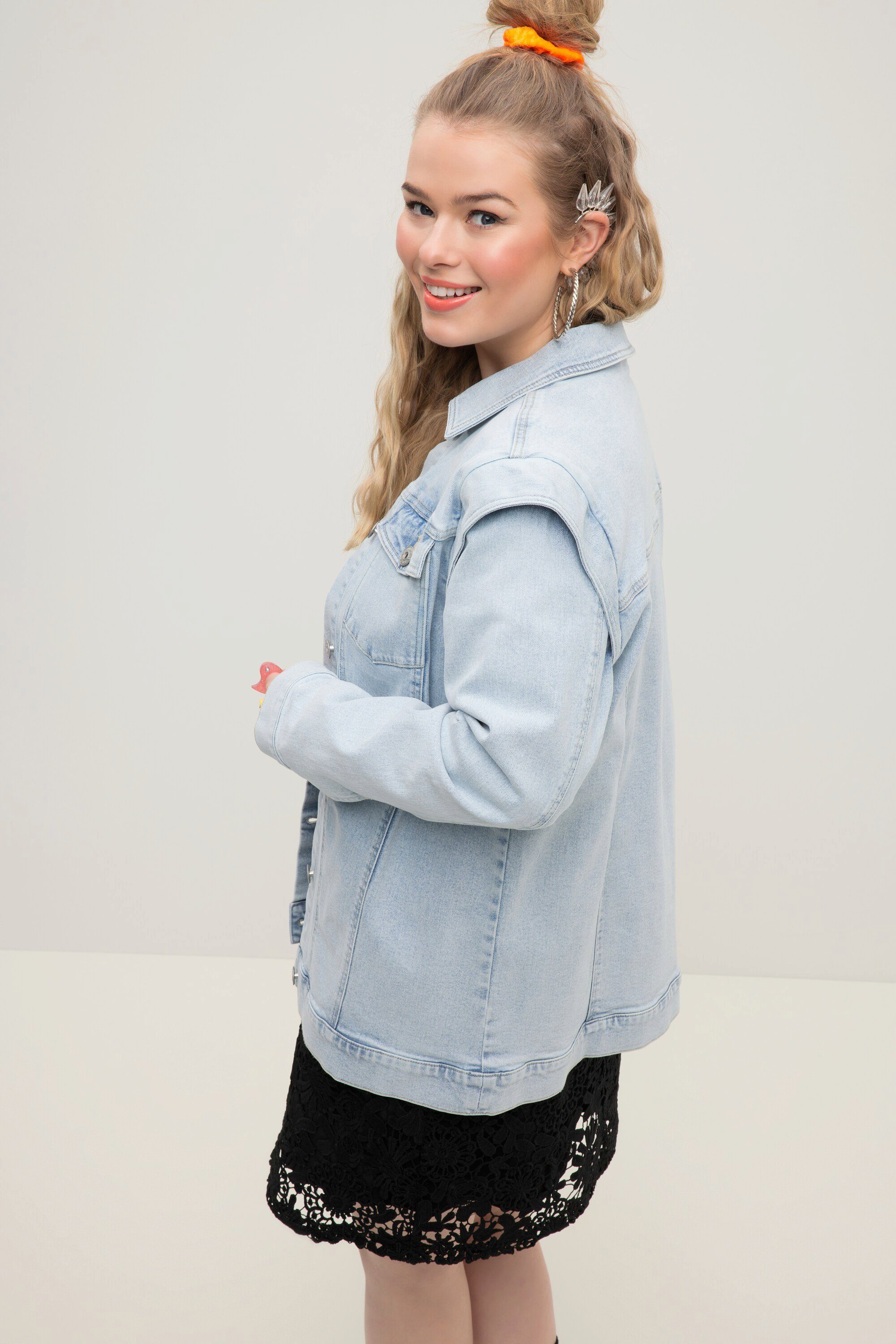 oversized Untold Betonung Jeansjacke Schulter Jeansjacke Studio Hemdkragen