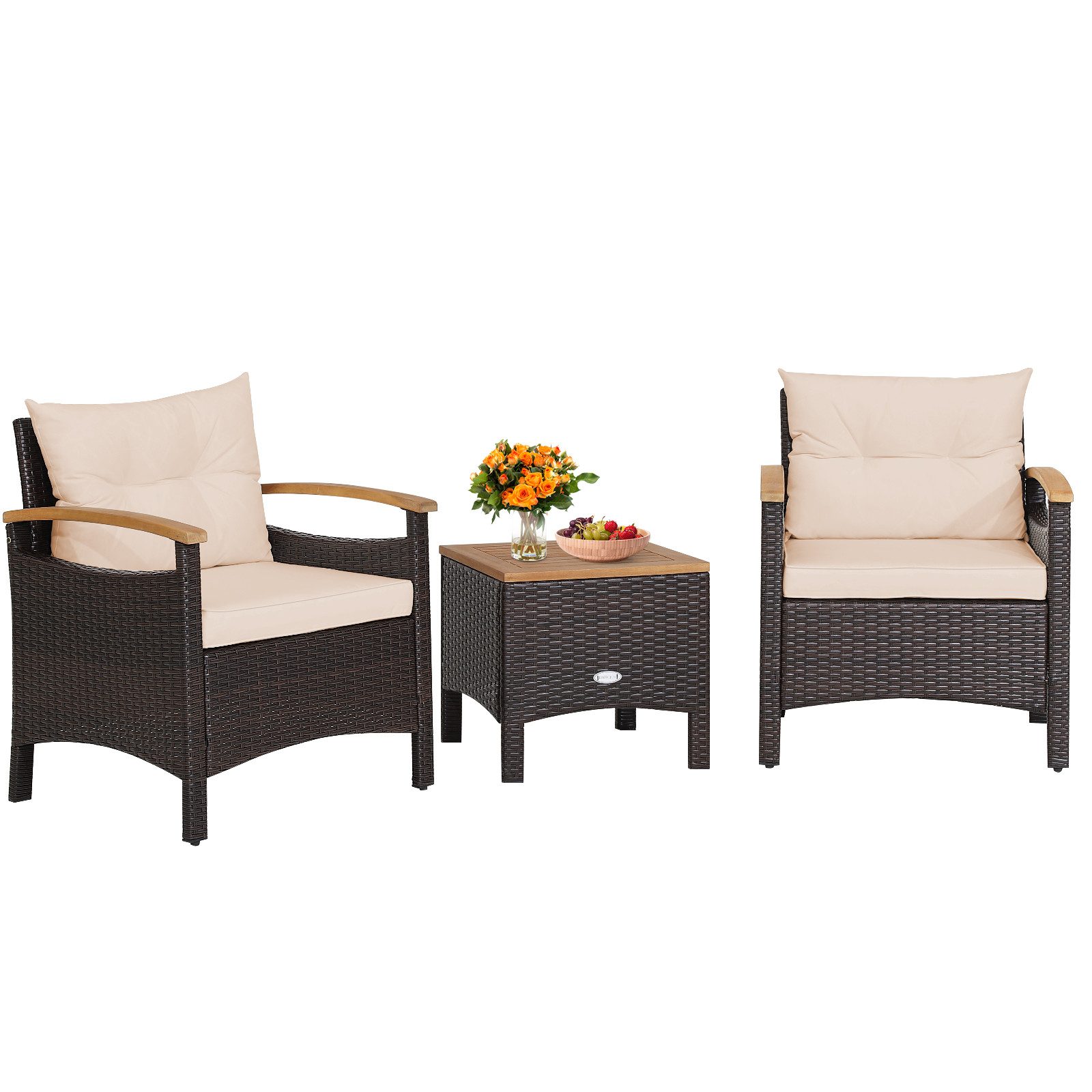 COSTWAY Balkonset, Rattan, 3tlg. 2 Sessel günstig online kaufen