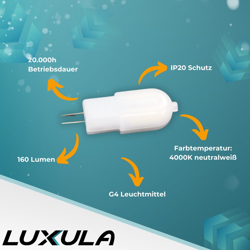 LUXULA LED-Leuchtmittel LUXULA LED-Leuchtmittel G4 2 W 4000 K Neutralweiß, G4, Neutralweiß