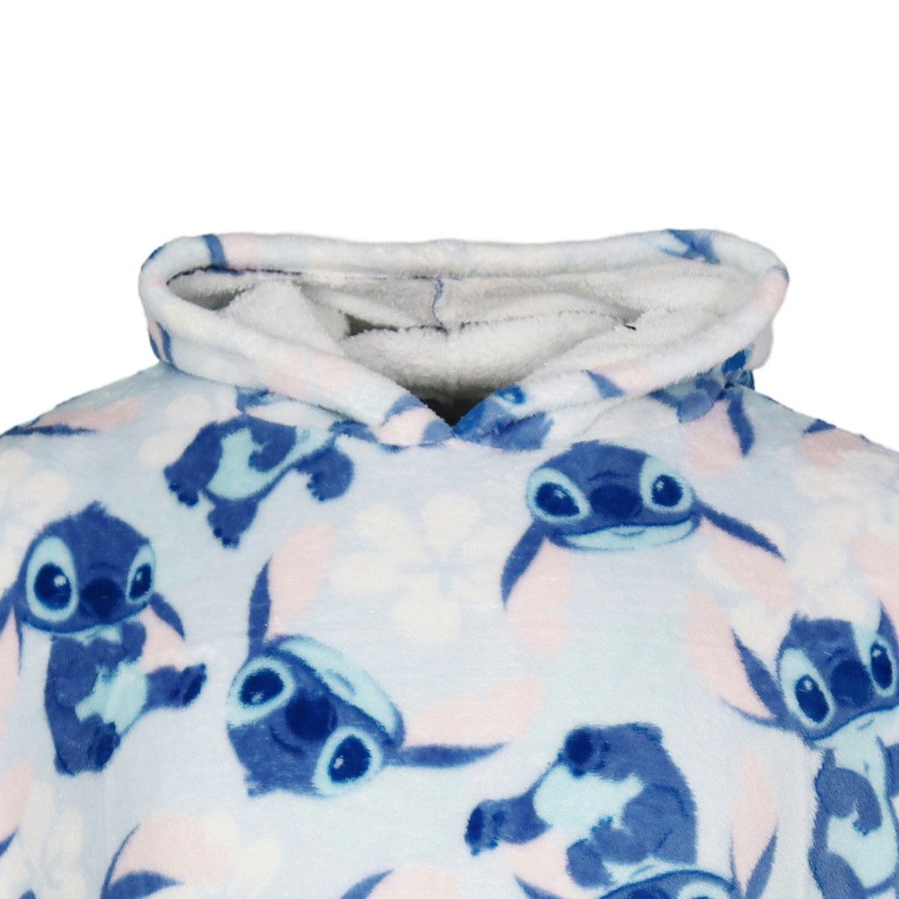 Disney Sweatponcho Disney Stitch Kuschelponcho Kuscheldecke mit Ärmeln Kapuze S-L Bauchtasche
