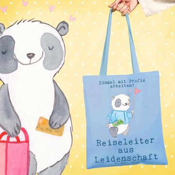 Mr. & Mrs. Panda Tragetasche Reiseleiter Leidenschaft - Sky Blue - Geschenk, Stoffbeutel, Abschied (1-tlg), Lange Tragegriffe