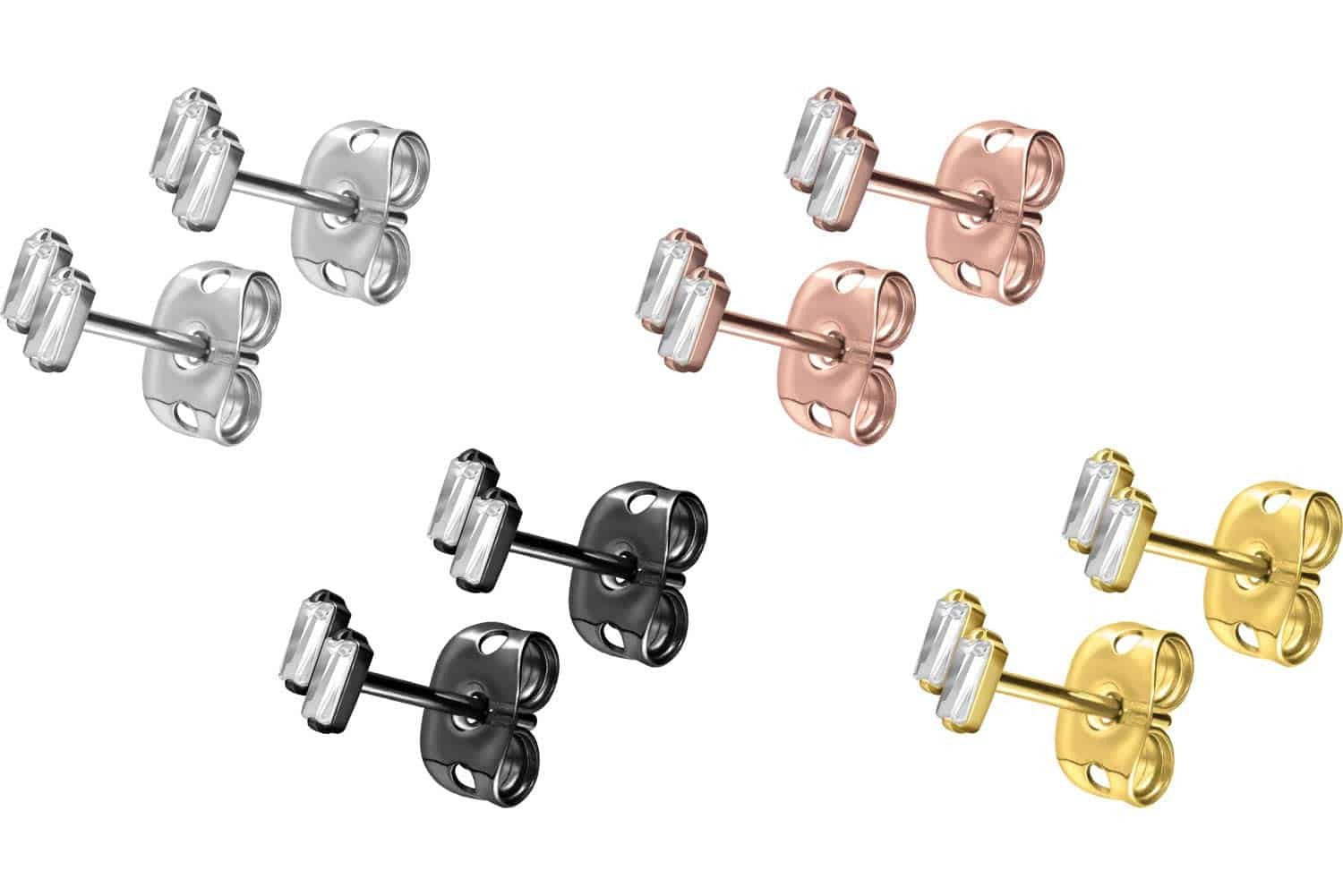 FILANGO Paar Ohrstecker Titan Ohrstecker 2 EINGEFASSTE KRISTALLRECHTECKE (O günstig online kaufen