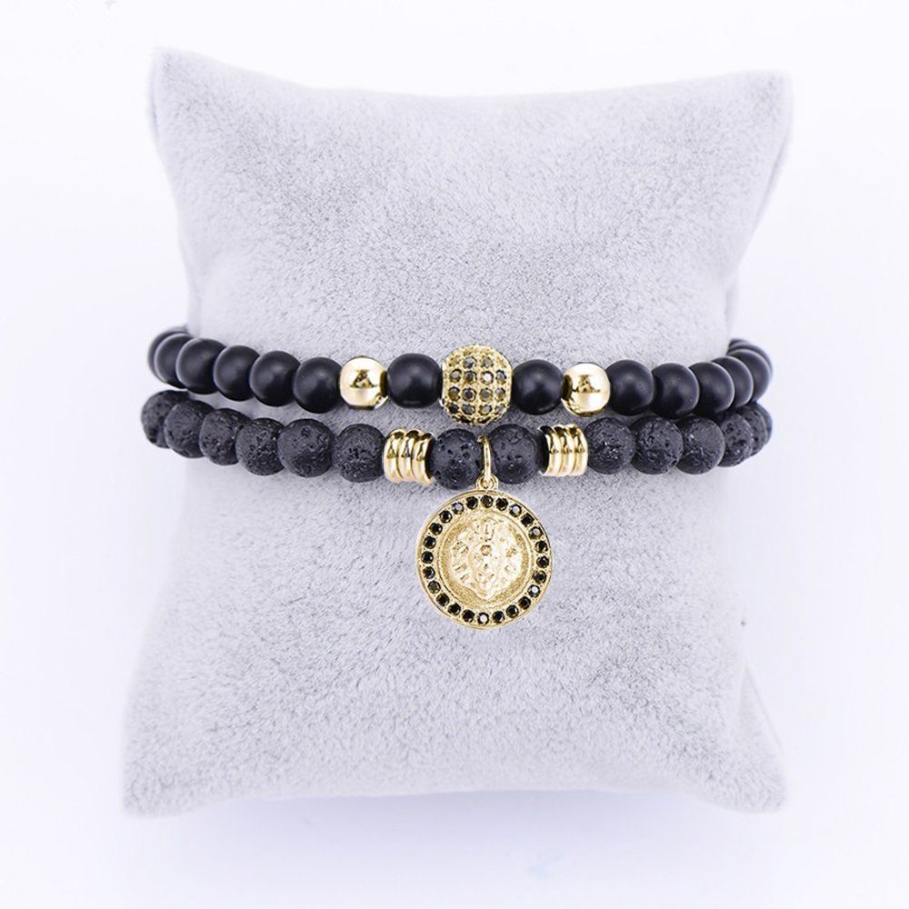 Lisandra Scott Armband Herren Armband aus Vulkangestein mit Löwen Anhänger günstig online kaufen