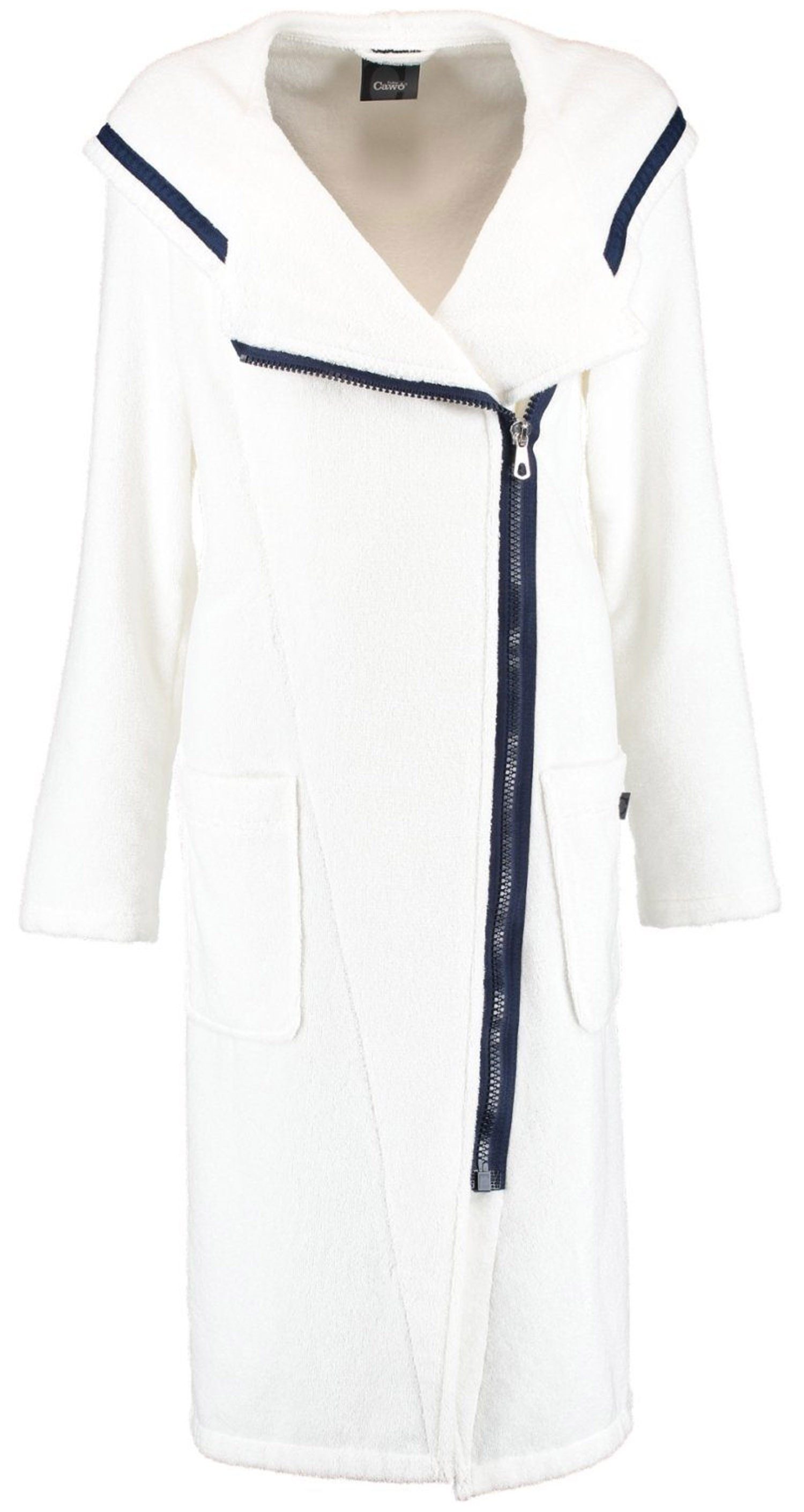 Cawö Damenbademantel 6116, Kurzform, Baumwolle, Kapuze, Reißverschluss, Zip günstig online kaufen