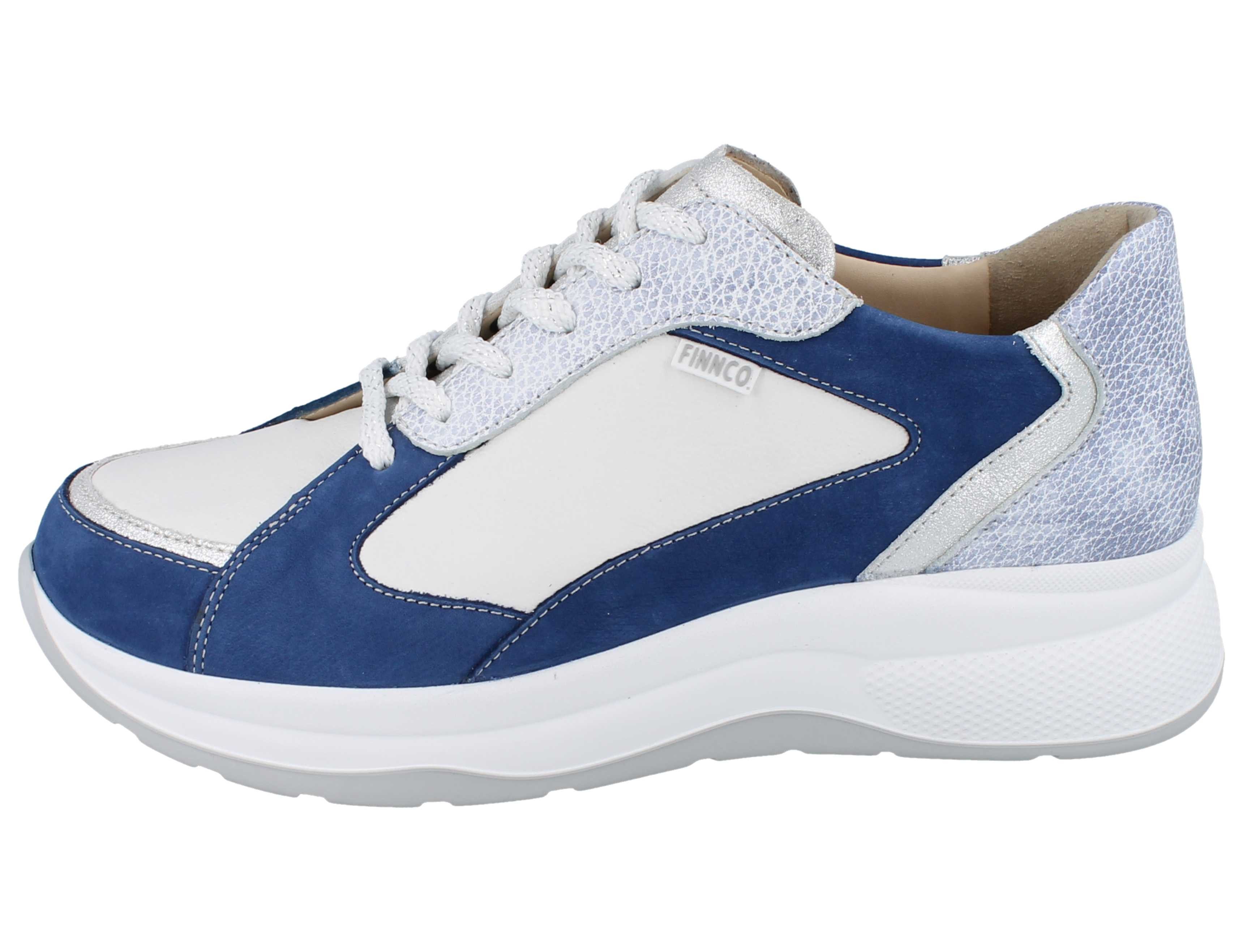 Finn Comfort FINN COMFORT FINNCO Piccadilly Damen Halbschuhe blau weiss Leder - Schnürschuh
