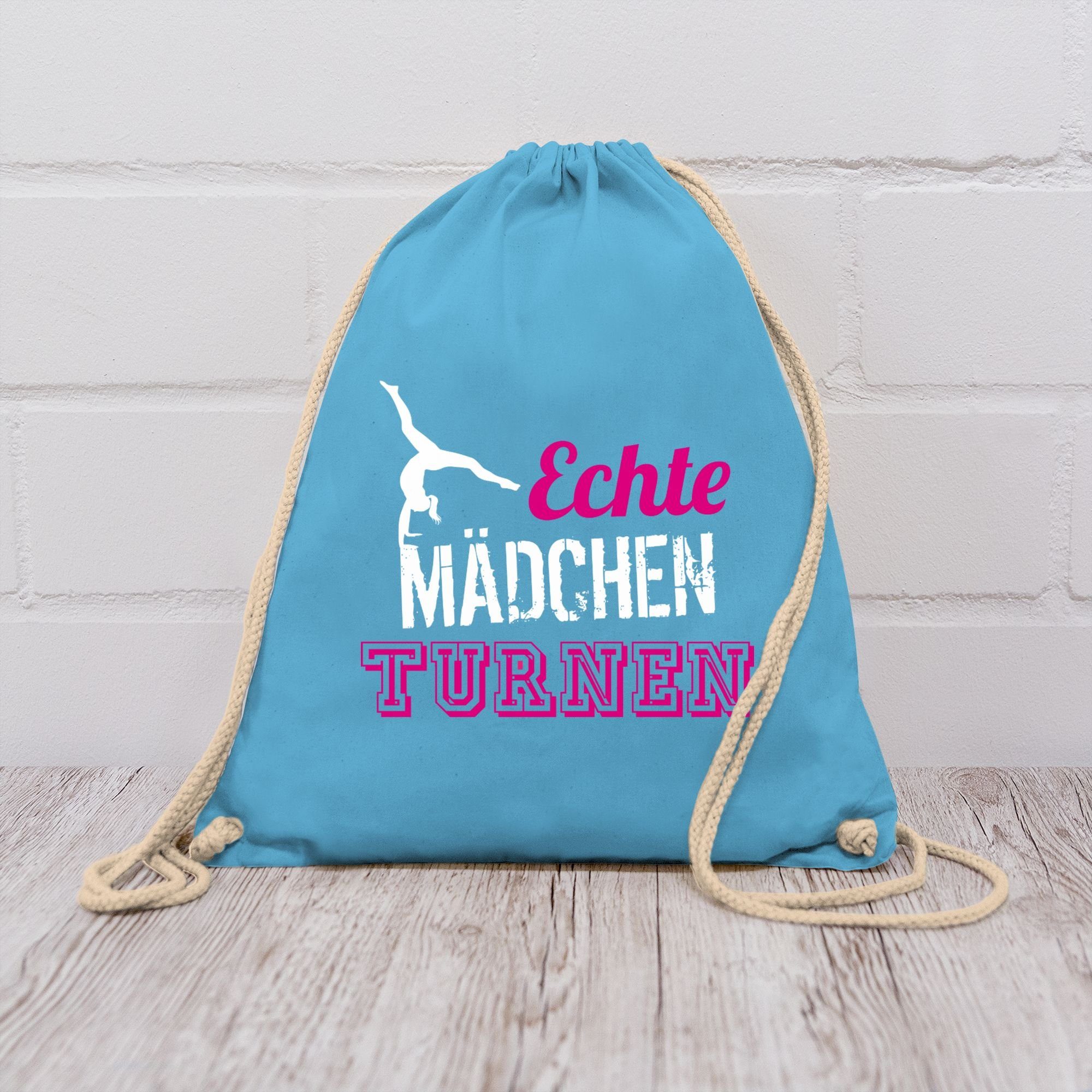 Shirtracer Turnbeutel Echte Mädchen turnen I Geschenk Turnerin, Sport Zubehör