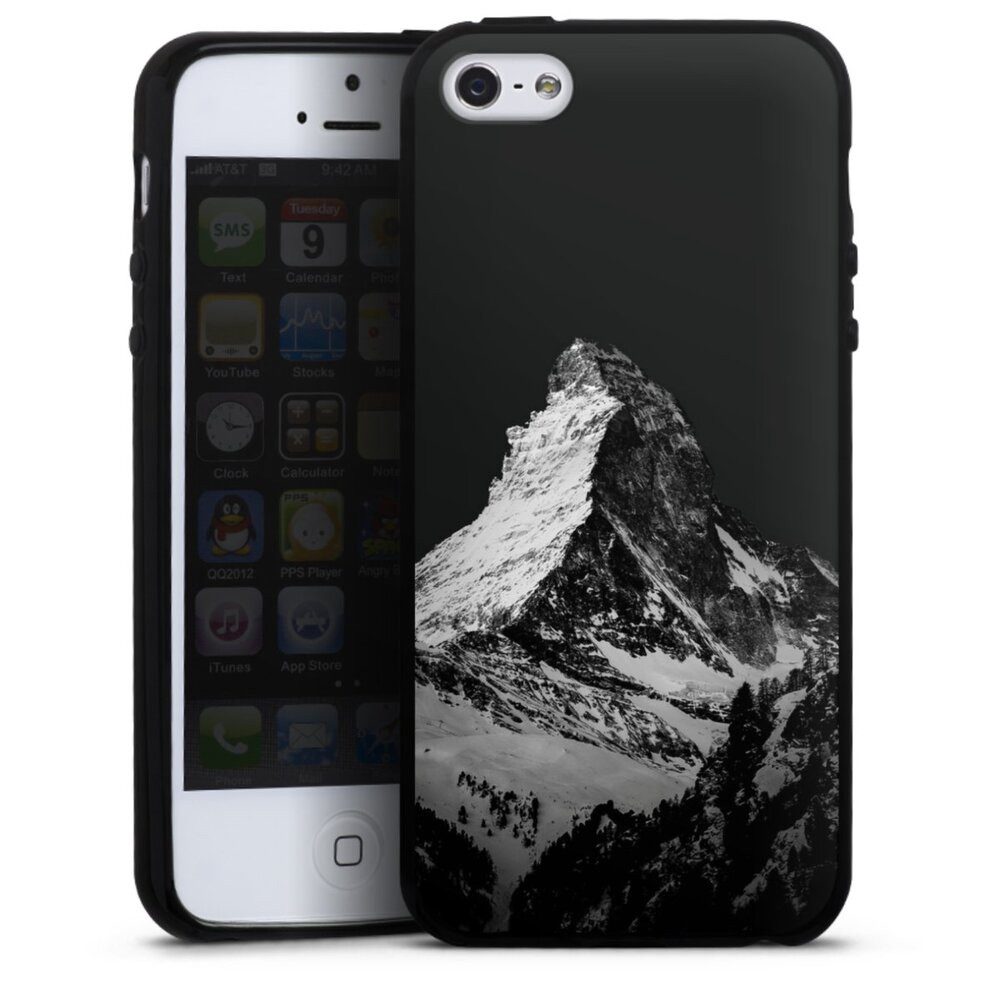 DeinDesign Handyhülle Berg Schnee Alpspitze Snow Capped Mountains Grayscale, Apple iPhone 5 Silikon Hülle Bumper Case Handy Schutzhülle
