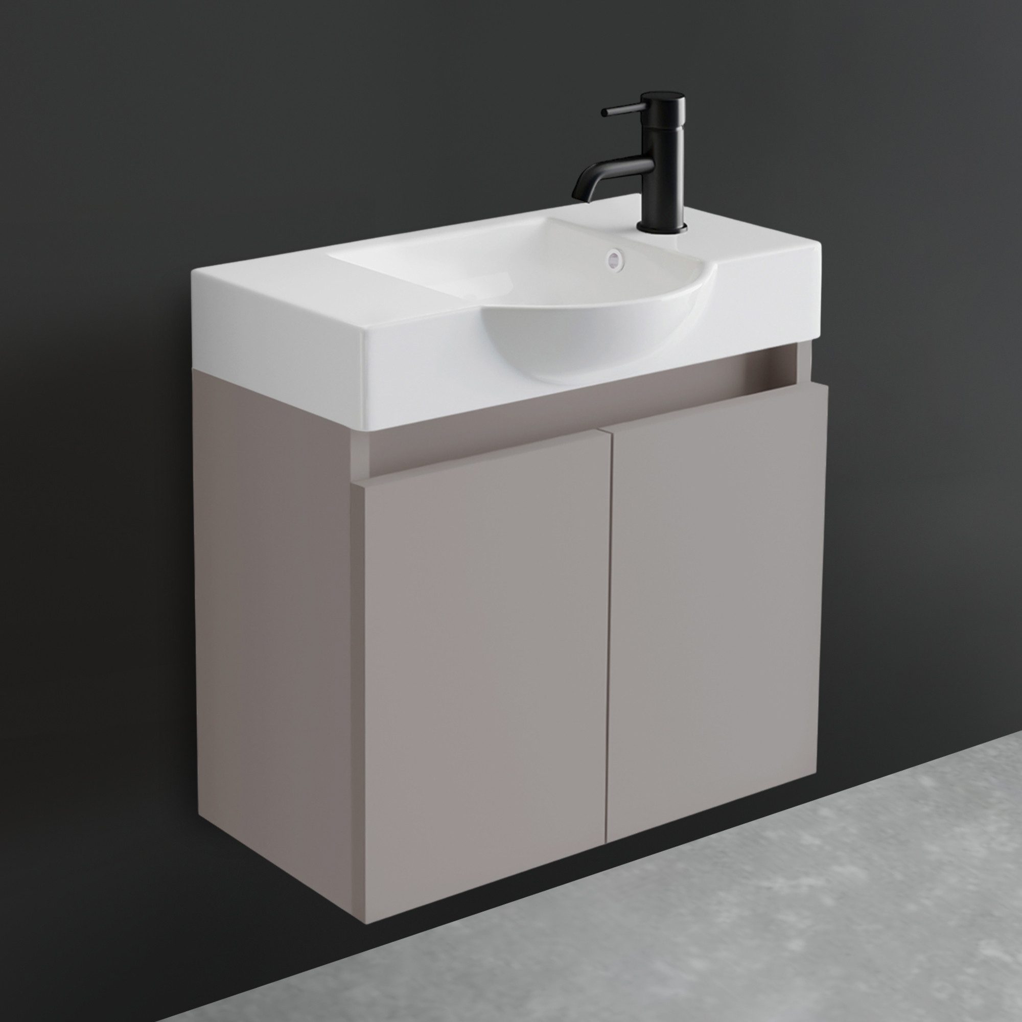 Badmöbel-Set Gäste WC Waschbecken mit Unterschrank 55 cm Breit