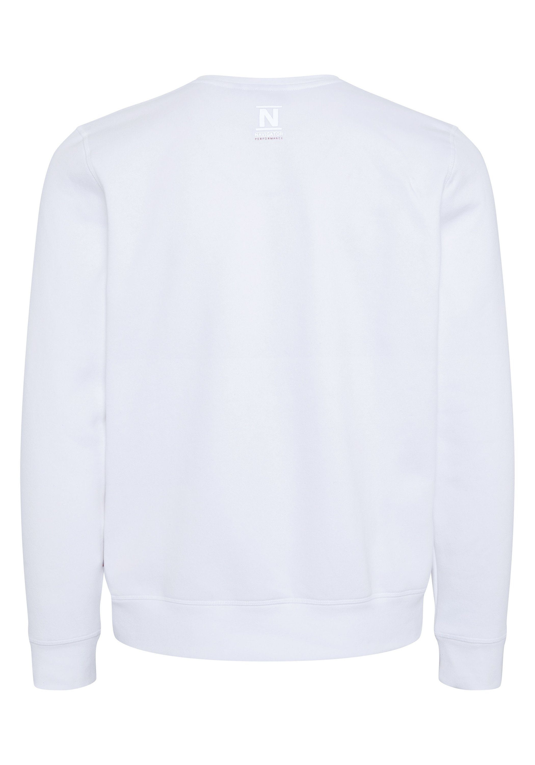 Sweatshirt Logo-Schriftzug NAVIGATOR mit Bright White 11-0601