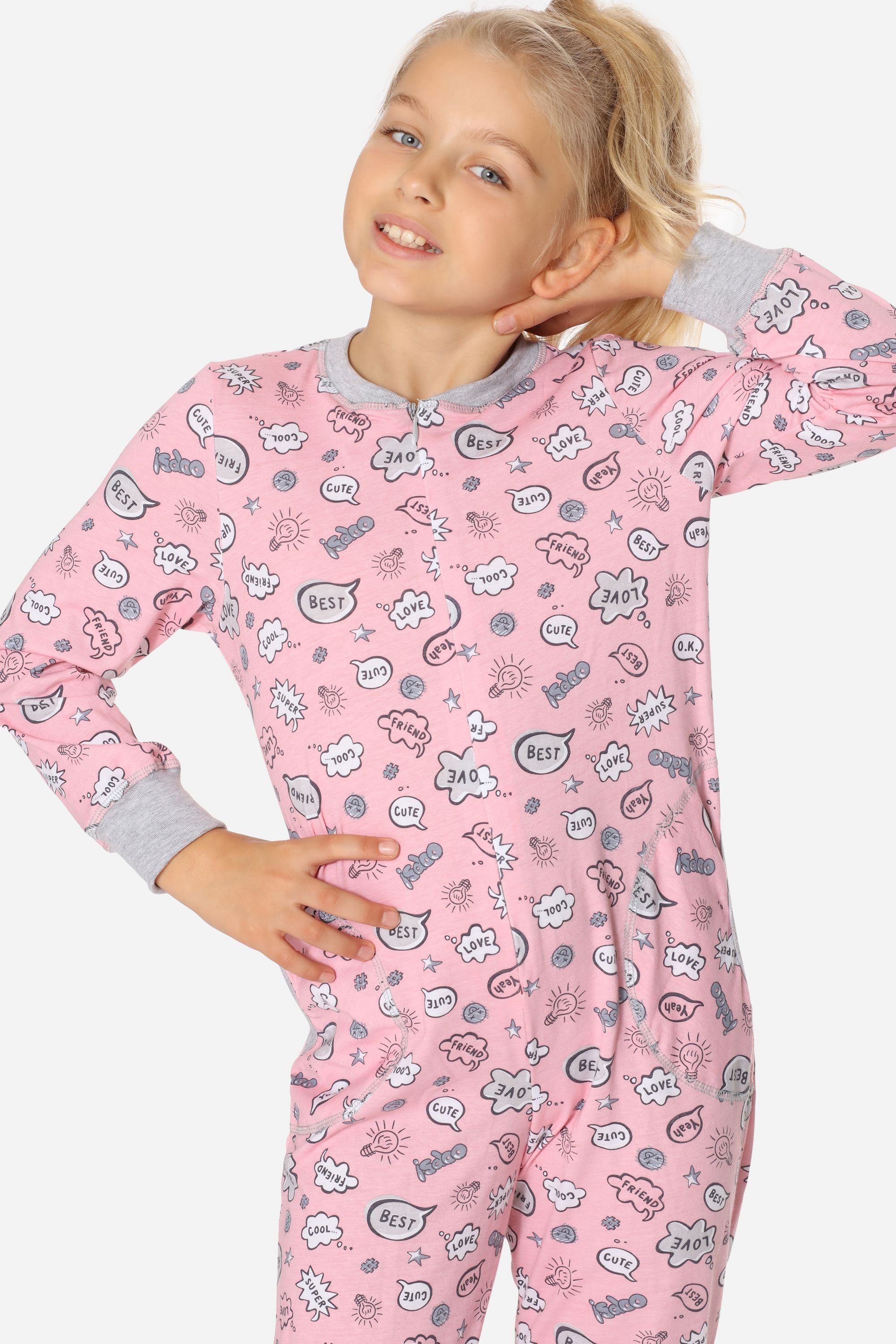 Schlafanzug Mädchen Merry Schlafanzug Jumpsuit Rosa MS10-186 Wolken Style