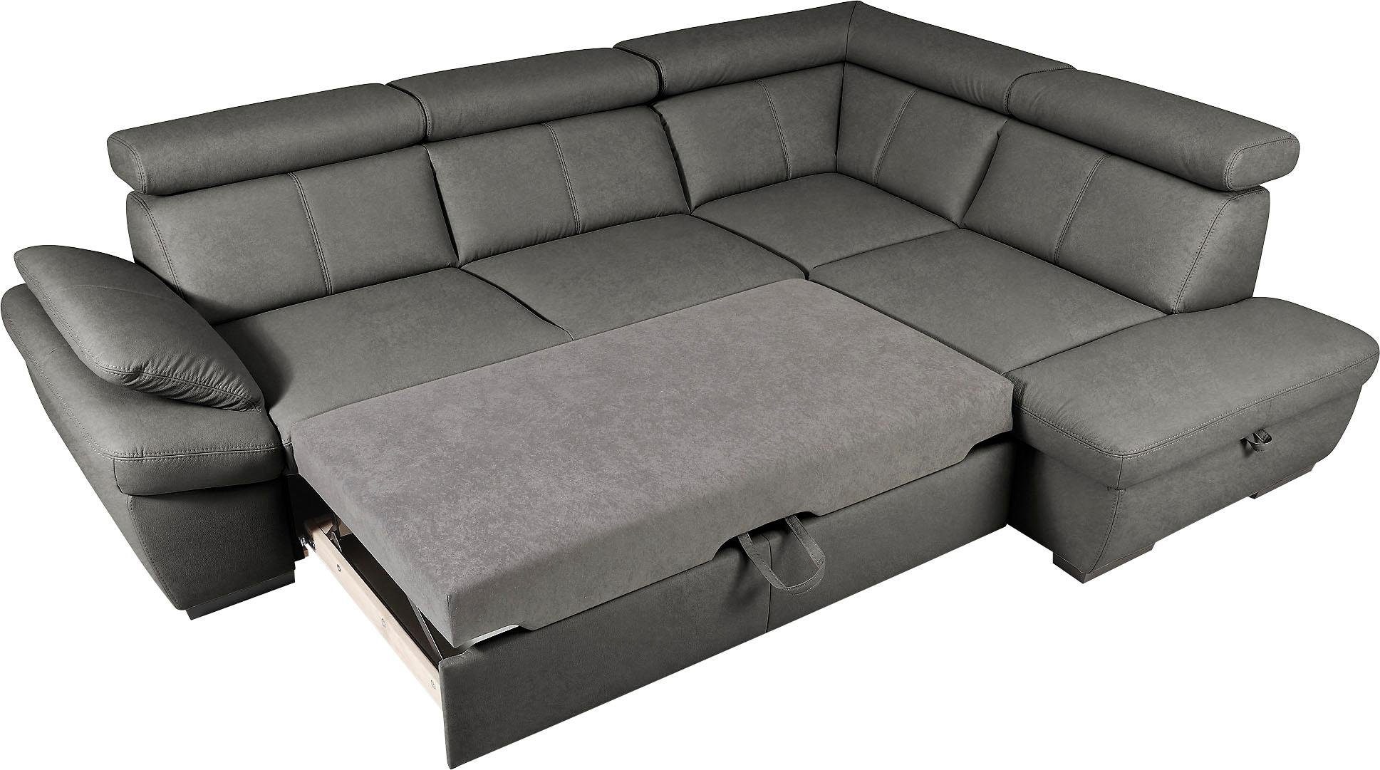 exxpo - sofa fashion Ecksofa Salerno, Funktionssofa, hoher Sitzkomfort, Breite 268cm, L-Form, inkl. Kopf- und Armteilverstellung, wahlweise mit Bettfunktion