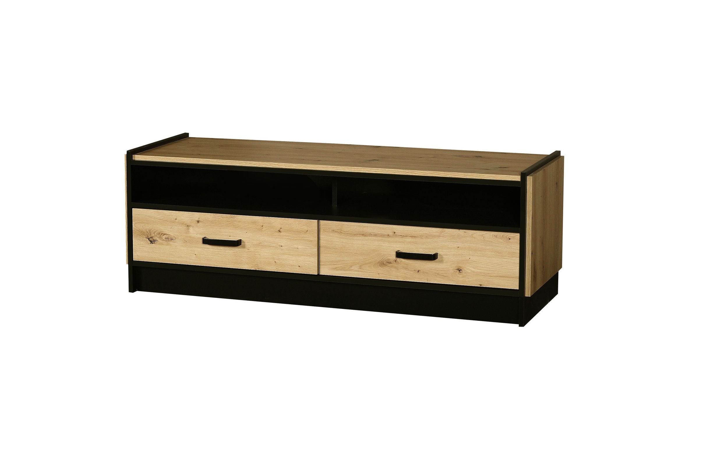 Küchen-Preisbombe Kommode Karia 142 cm TV Board Schrankwand Esszimmer Eiche Artisan + Schwarz