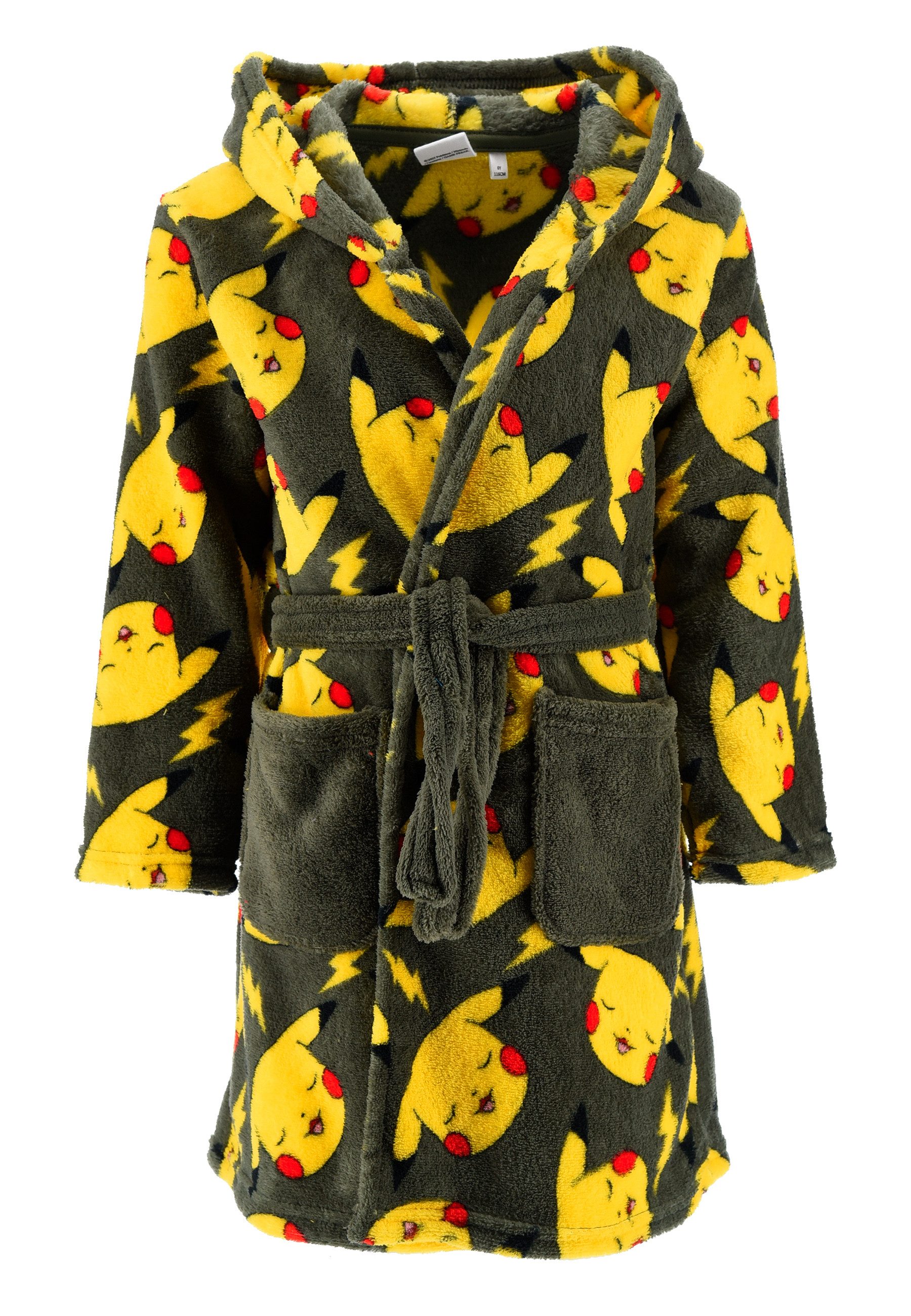 POKÉMON Kinderbademantel Kinder Bademantel Pikachu Jungen mit Kapuze aus Fleece
