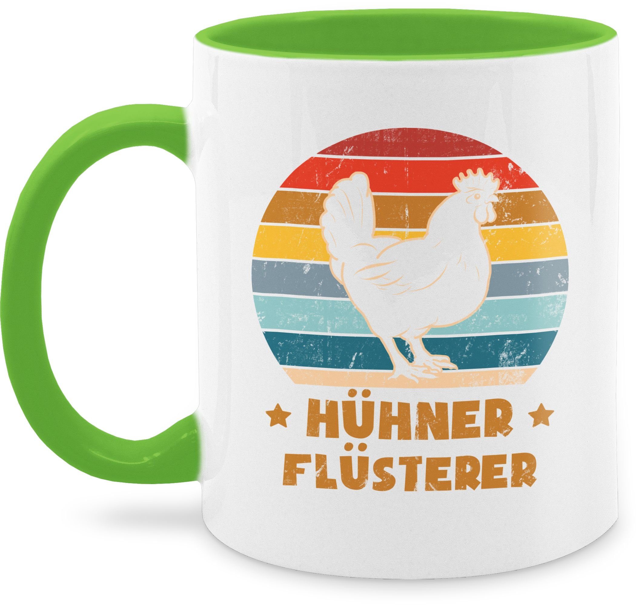 Shirtracer Tasse Flüsterer Statement Hühner Keramik, Vintage, Hellgrün 2