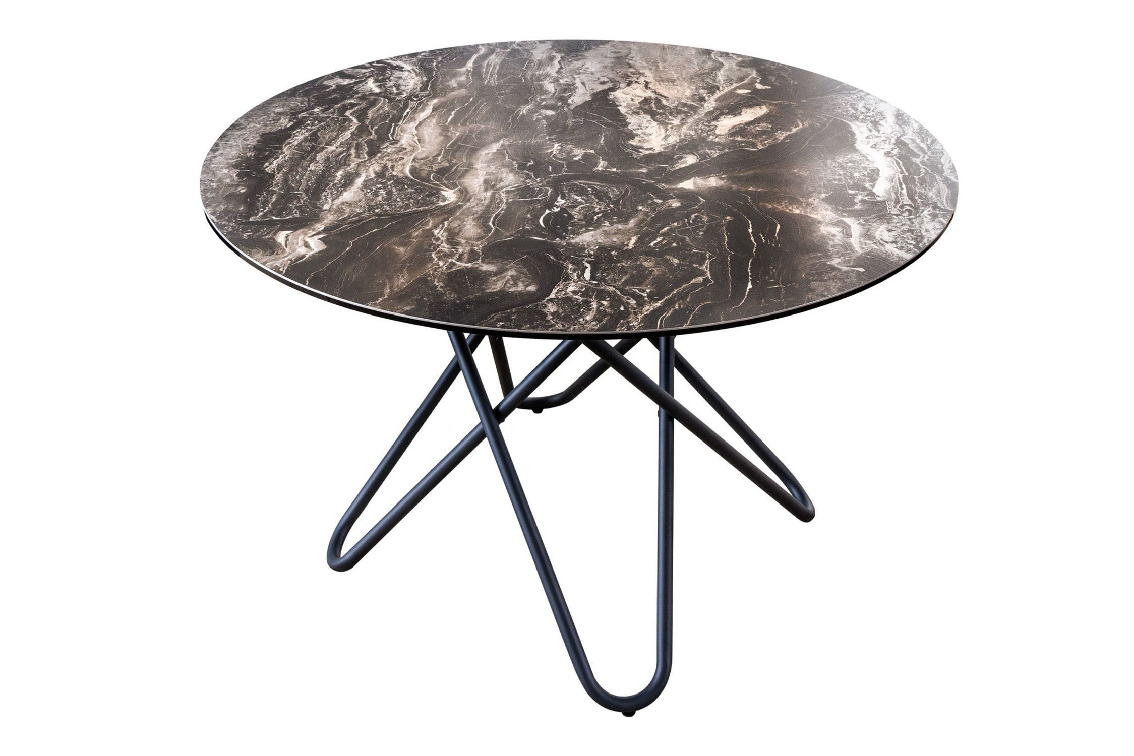 Licht-Erlebnisse Esstisch ZARA, aus Keramik Metall in Grau-Braun Schwarz 120 x 120 x 76 cm (LxBxH)