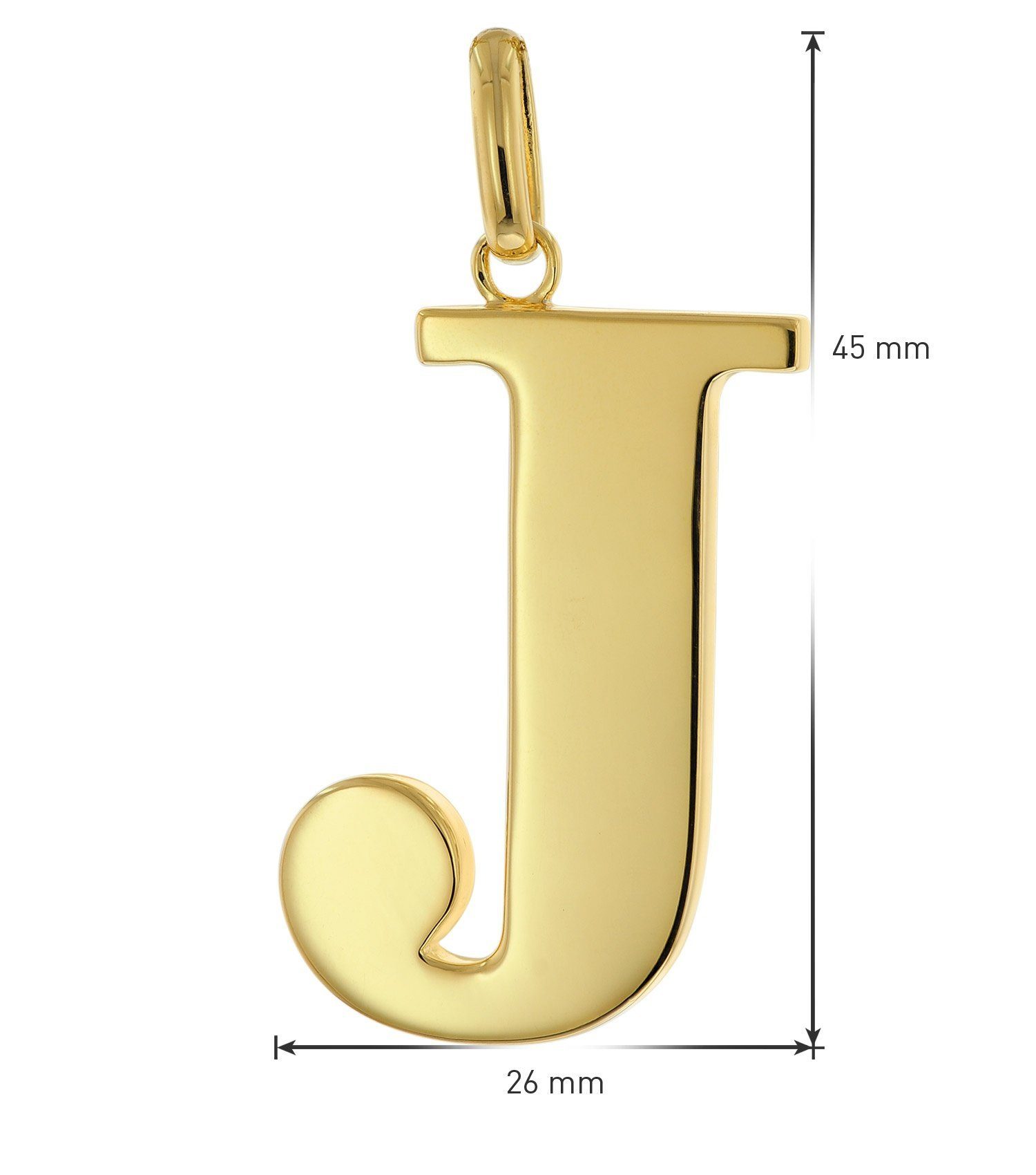 trendor Kette mit 925 mit Silber Anhänger mit Goldauflage Großem Buchstaben J