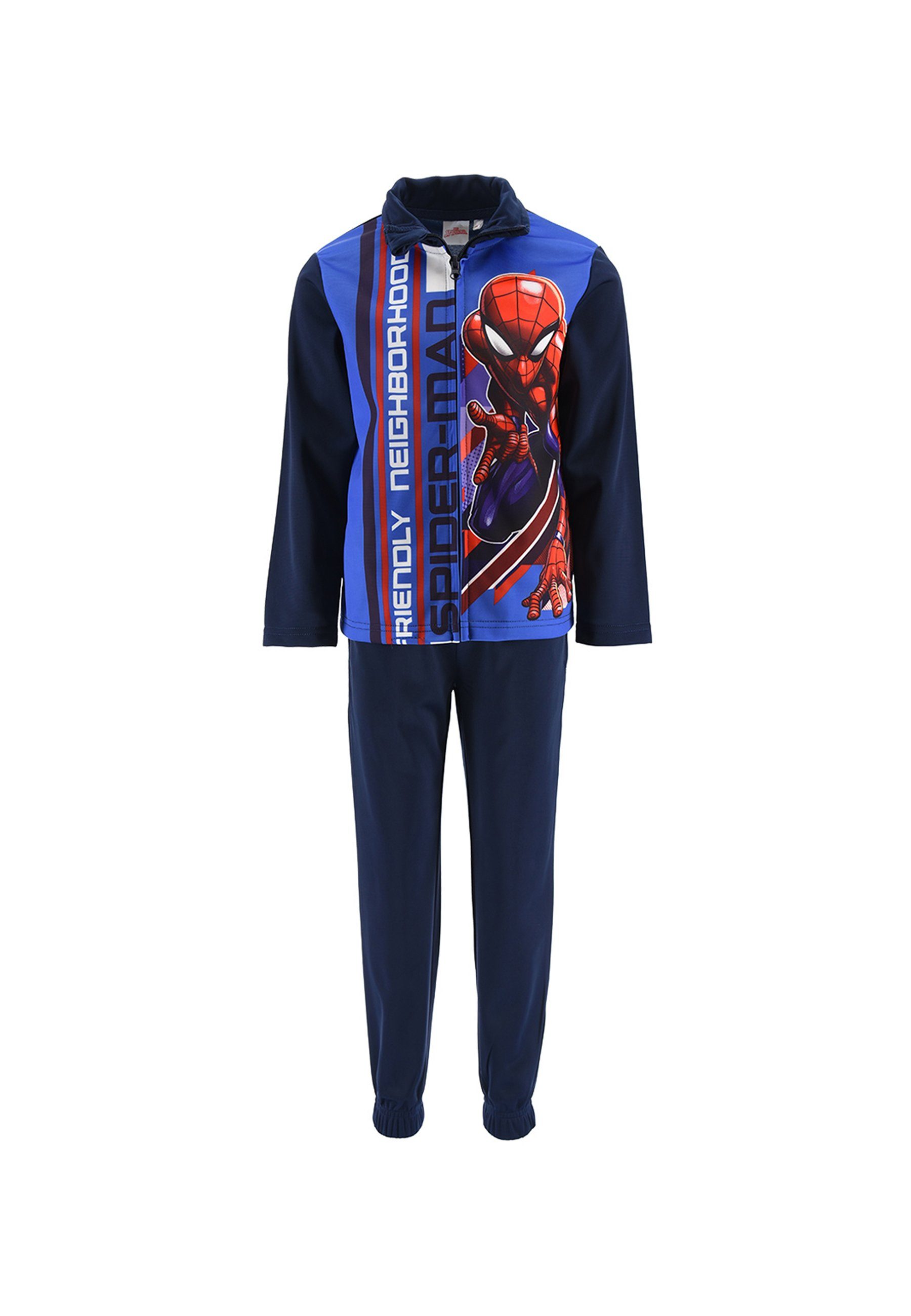 Spiderman Jogginganzug Marvel Kinder Jogging-Hose Trainings-Jacke Blau (SET, Jungen mit 2-tlg) Trainings-Anzug