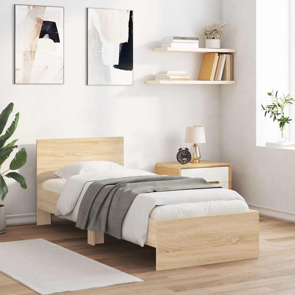 furnicato Bettgestell Sonoma-Eiche 203 x 95 x 70 cm mit Kopfteil (1-tlg) günstig online kaufen