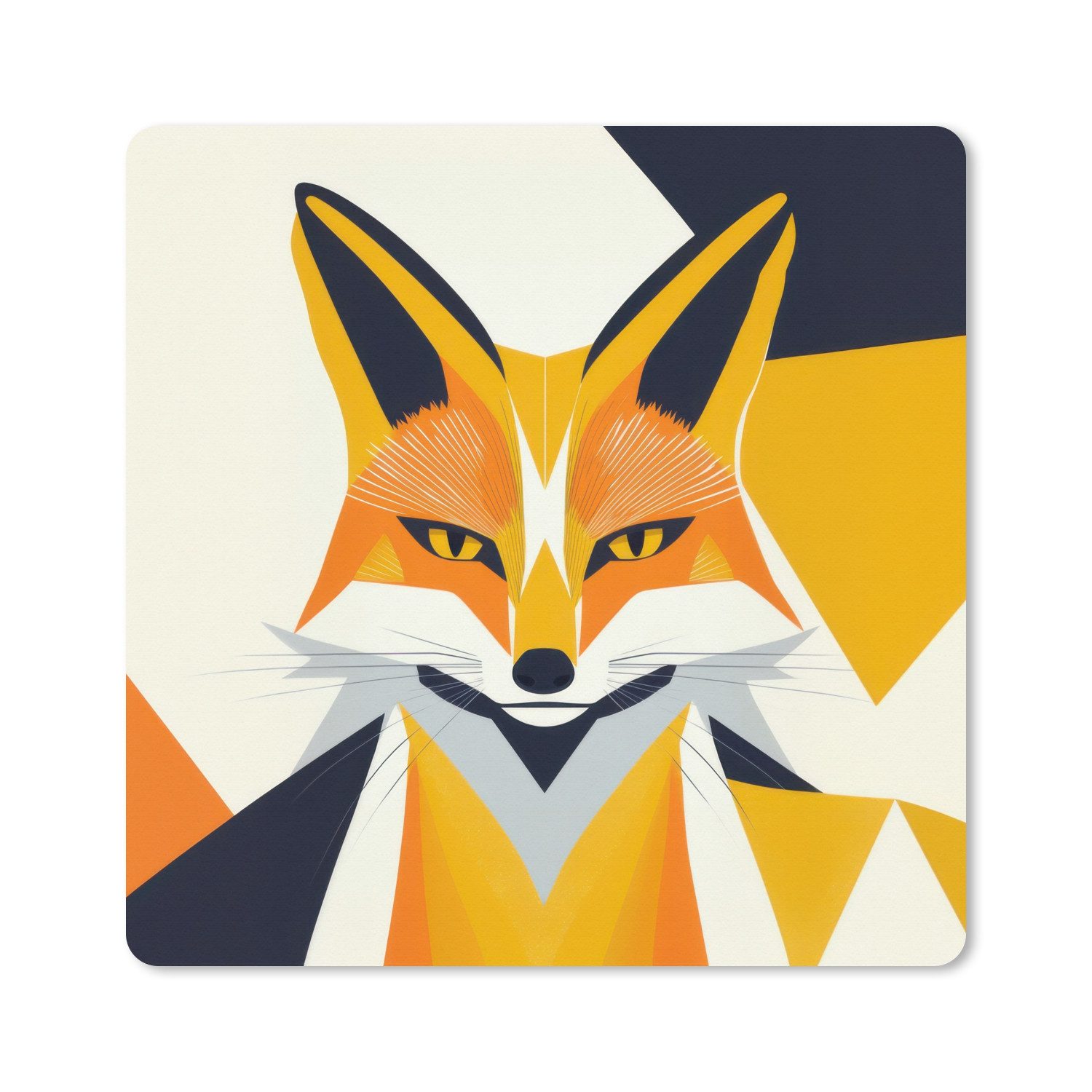 MuchoWow Mauspad Fuchs - Orange - Abstrakt - Dreiecke (1-St), Schreibtischunterlage, Gaming Deko PC, Gaming Setup, 40x40 cm