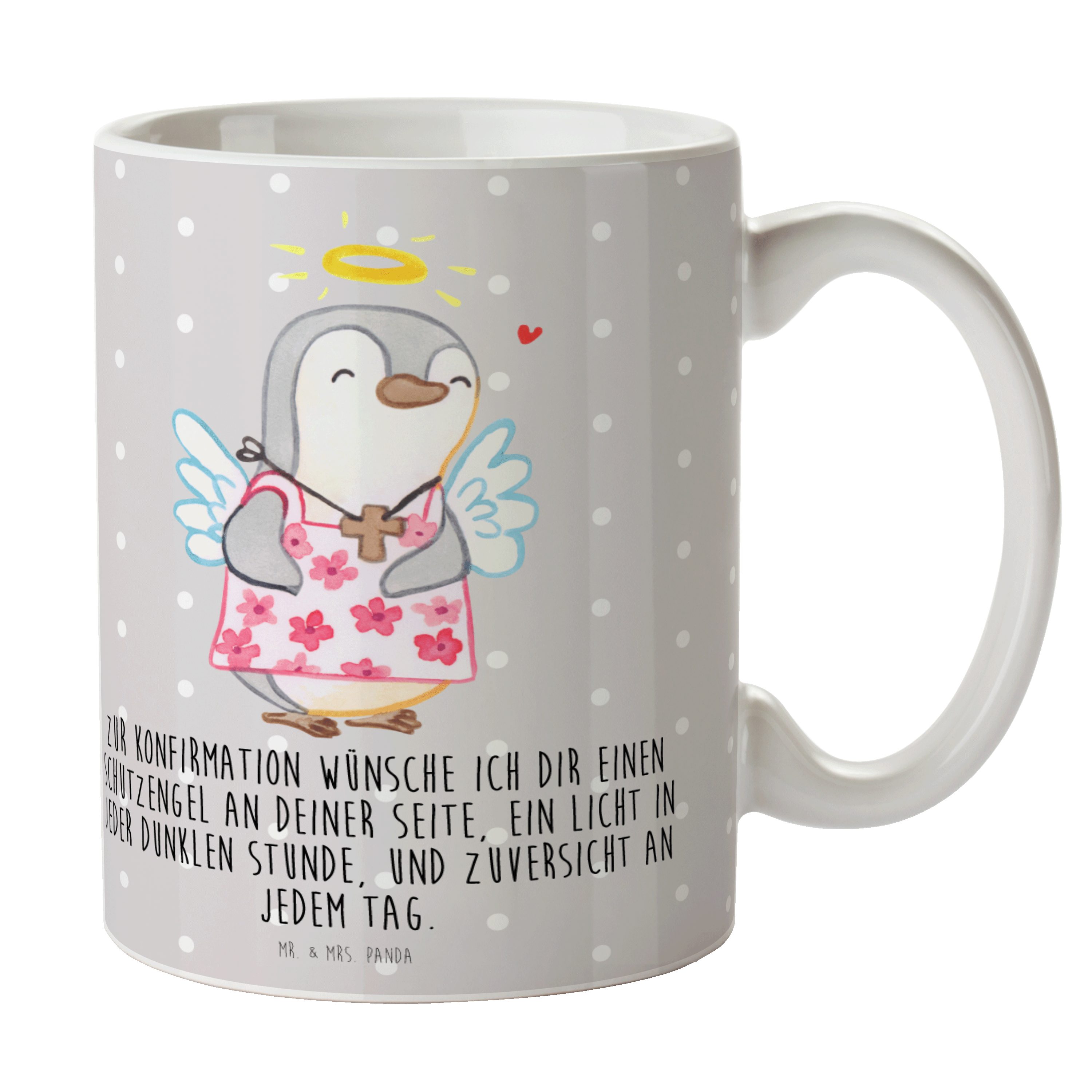 Geschenk, Konfirmat, - Konfirmation Pastell Panda & Keramik Mr. Tasse Pinguin Zuversicht, - Grau Mrs.