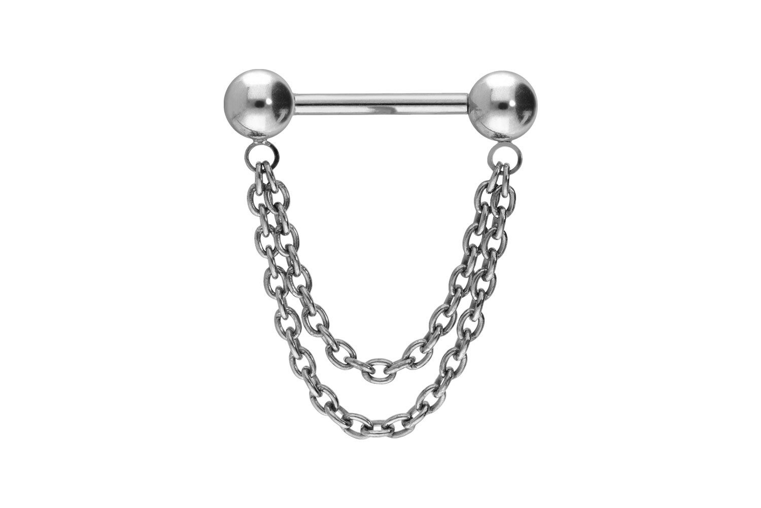 PIERCINGLINE Brustwarzenpiercing Titan Barbell mit Push Fit 2 KETTEN (Barbells, 1-tlg)