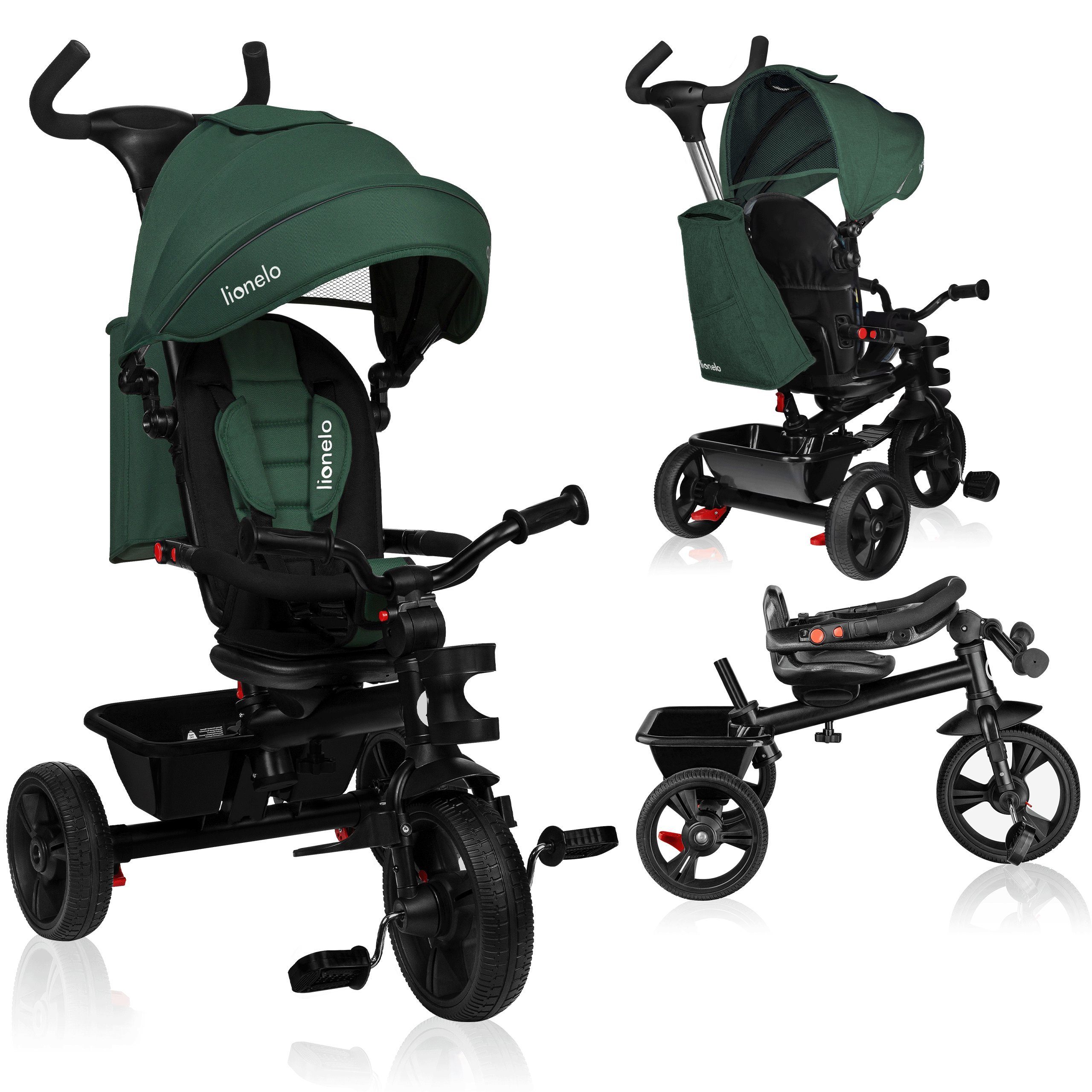 lionelo Dreirad-Kinderwagen HAARI, Elternlenkung, Zusammenklappbar, Tasche /von 18 Monaten bis 5 Jahren