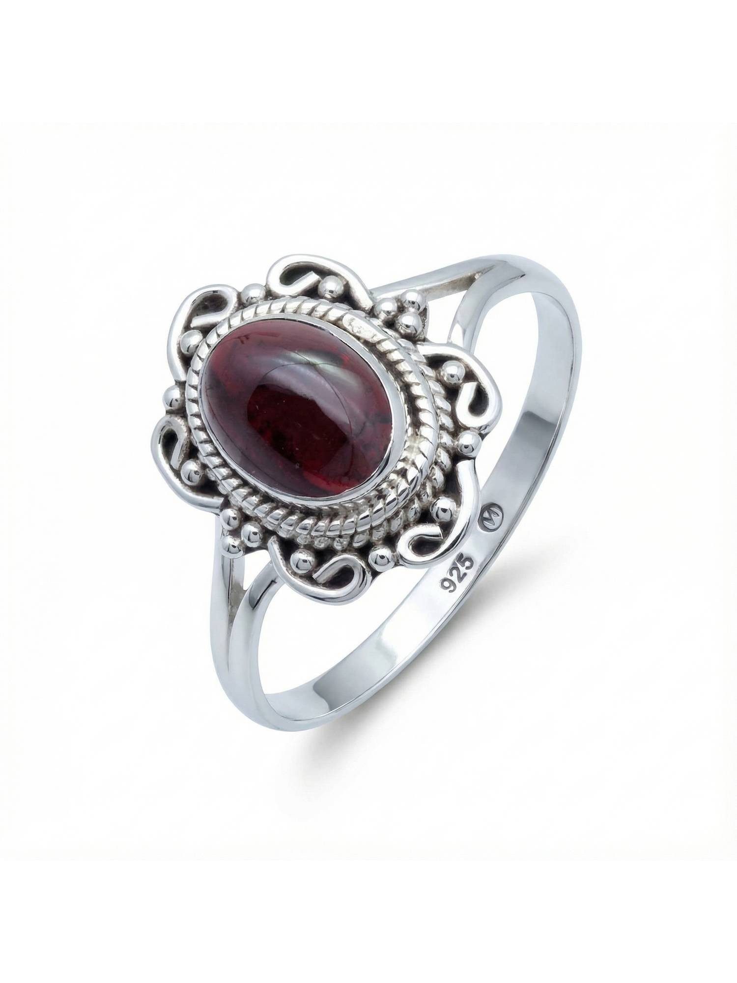 Silberring BANGAWAN aus 925 Silber mit Granat