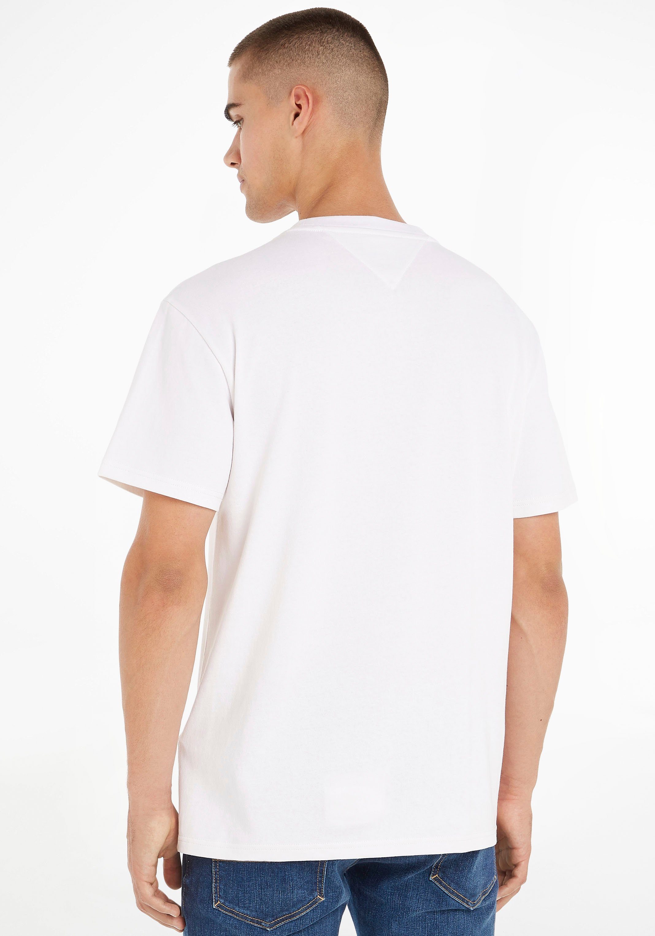 Tommy Jeans T-Shirt TJM CLSC TEE mit TOMMY White XS BADGE Rundhalsausschnitt