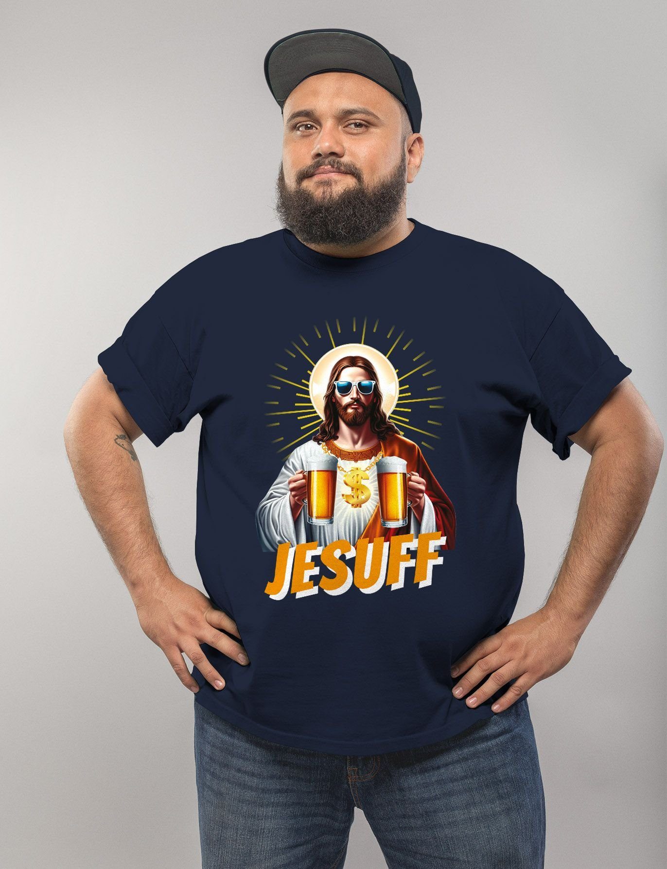 MoonWorks Print-Shirt Herren T-Shirt Bier Jesus günstig online kaufen