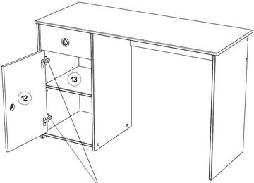 Parisot Jugendzimmer-Set Smoozy, (Set, 5-St., Stauraumbett, Nachttisch, Kleiderschrank, Schreibtisch und Kommode)