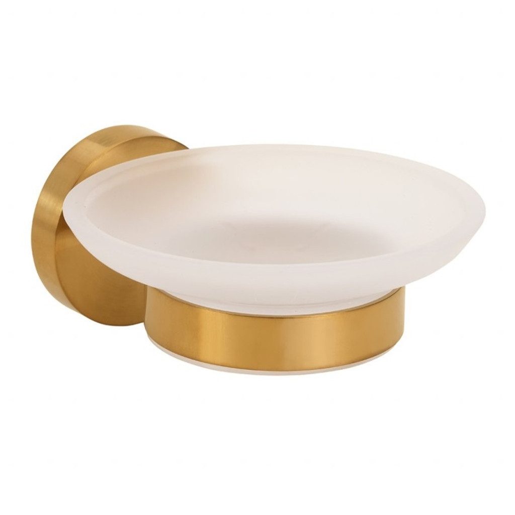 BRILLANTBAD® Seifenschale BABLO Seifenablage Gold matt Milchglas Bad & Küche >> Bohren / Kleben, Breite: 11 cm