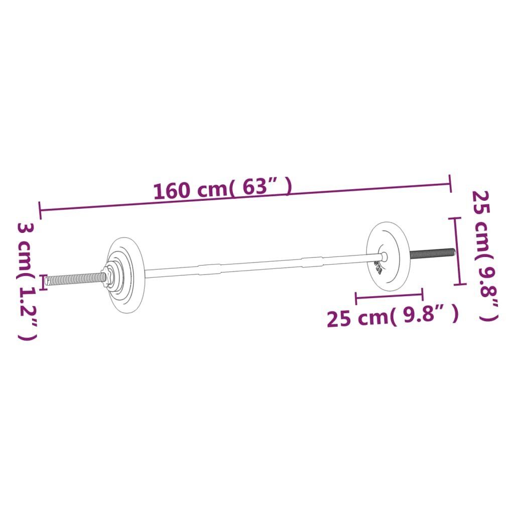 Training kg 30 Hantel vidaXL Gewicht mit Fitness Gewichten Langhantel Kraftsporr Set