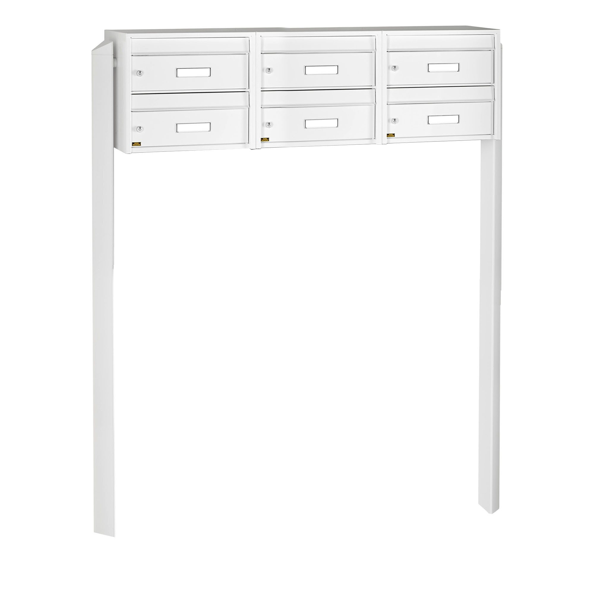 Burg Wächter Briefkastenanlage 6 Parteien weiß Briefkästen freistehend mit Standfuß