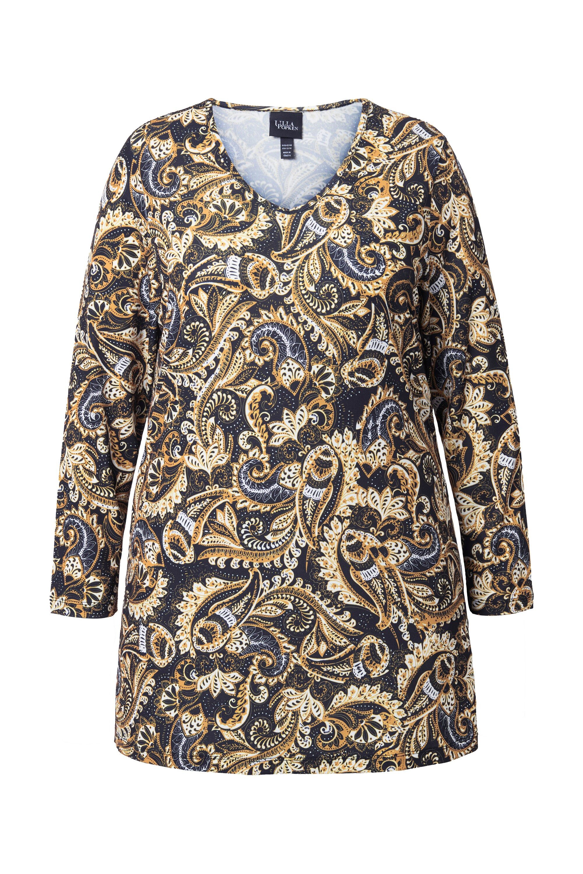 Ulla Popken Longshirt Longshirt Paisley A-Linie V-Ausschnitt Langarm günstig online kaufen