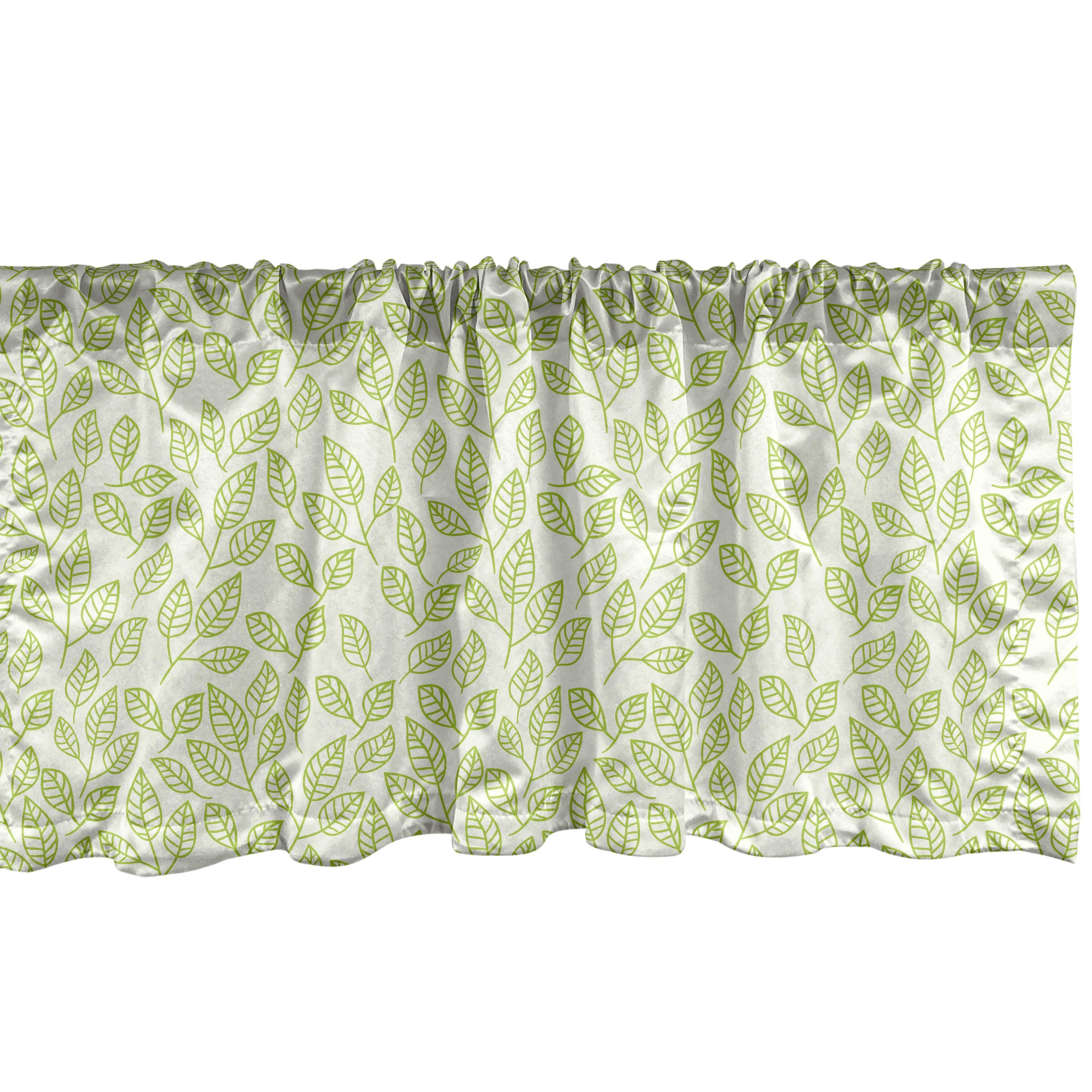 Scheibengardine Vorhang Volant für Küche Schlafzimmer Dekor mit Stangentasche, Abakuhaus, Microfaser, Natur Grüne Blätter Zweige