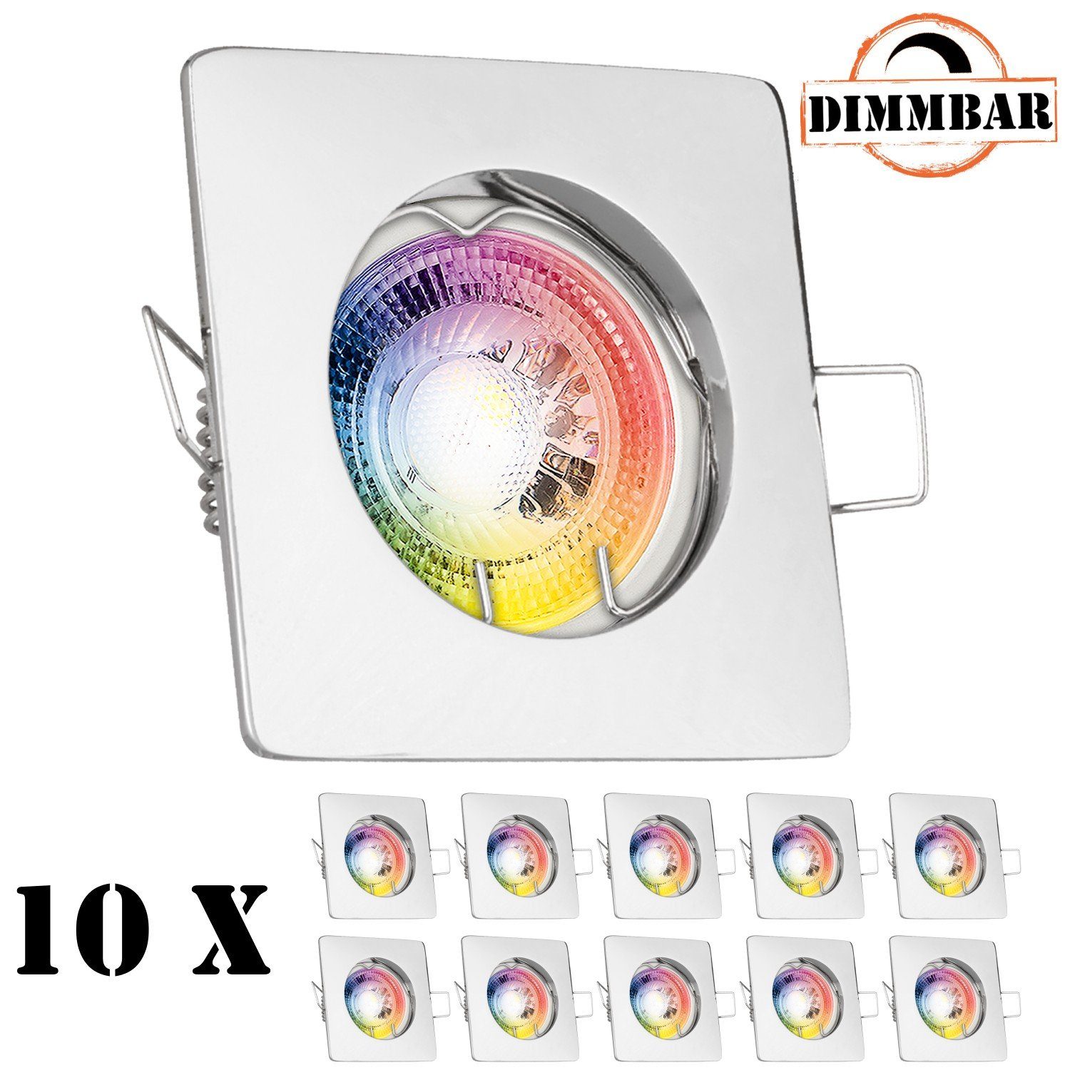 chrom GU10 Set Einbaustrahler LEDANDO 3W LED RGB Einbaustrahler LEDANDO 10er LED mit in von - LED