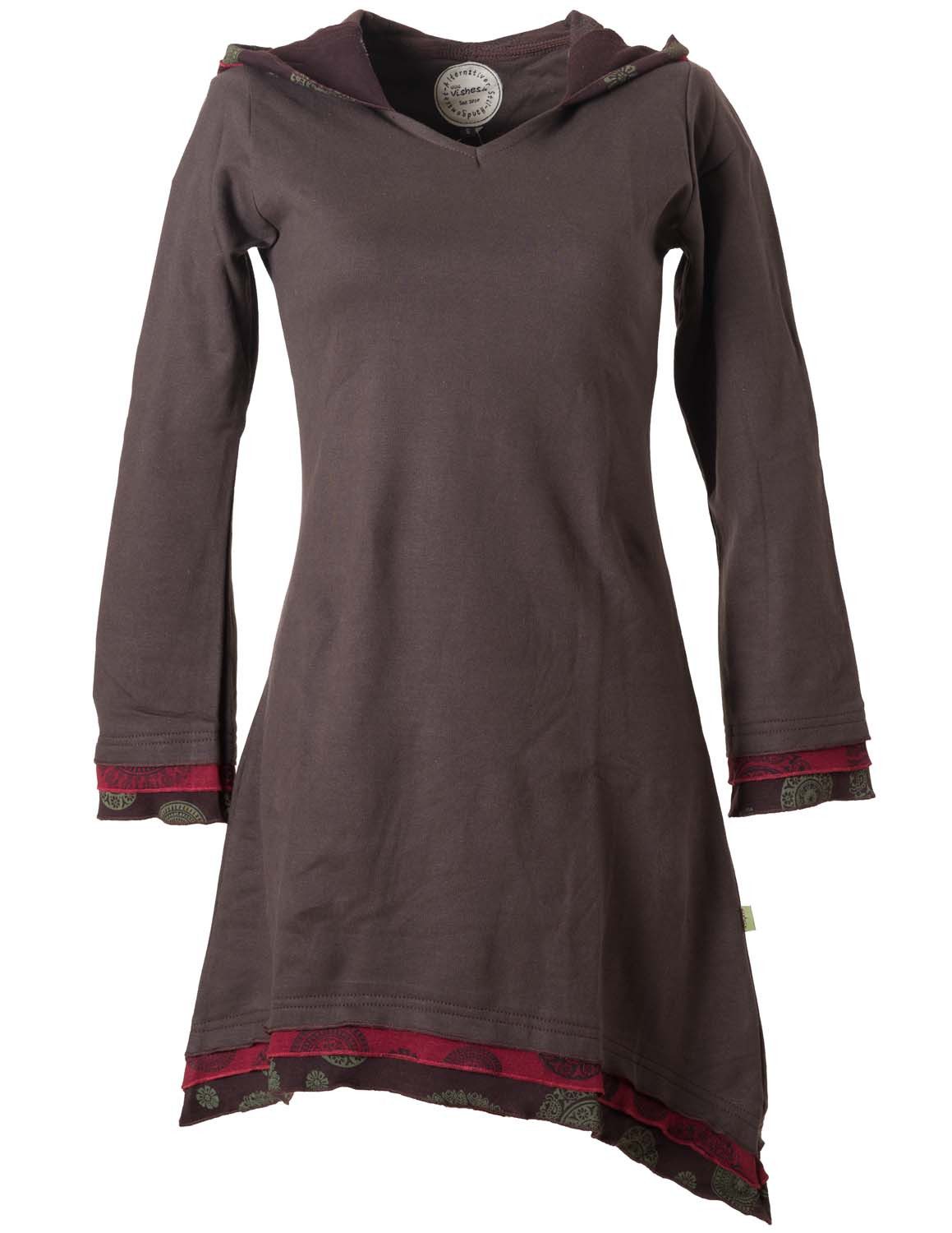 Midikleid Asymmetrisches Lagenlook Kleid mit Zipfelkapuze